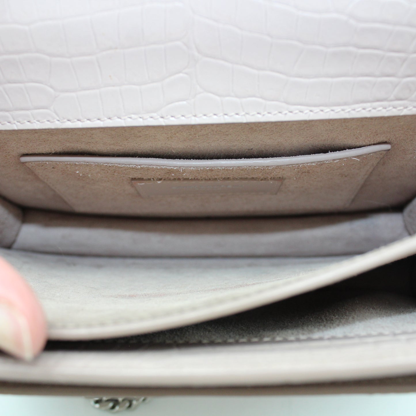 BORSA SAINT LAURENT SUNSET MEDIA IN PELLE GROFFATA CIPRIA COCCODRILLO YB113