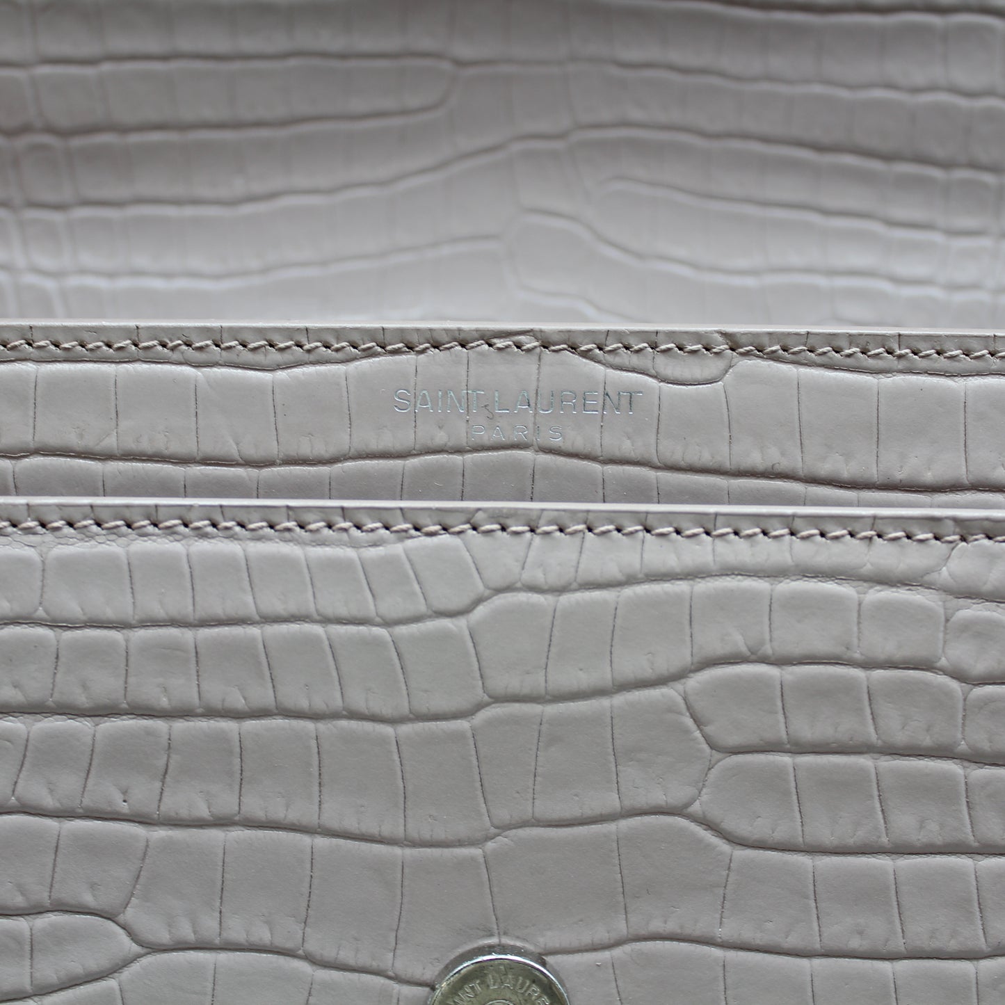 BORSA SAINT LAURENT SUNSET MEDIA IN PELLE GROFFATA CIPRIA COCCODRILLO YB113