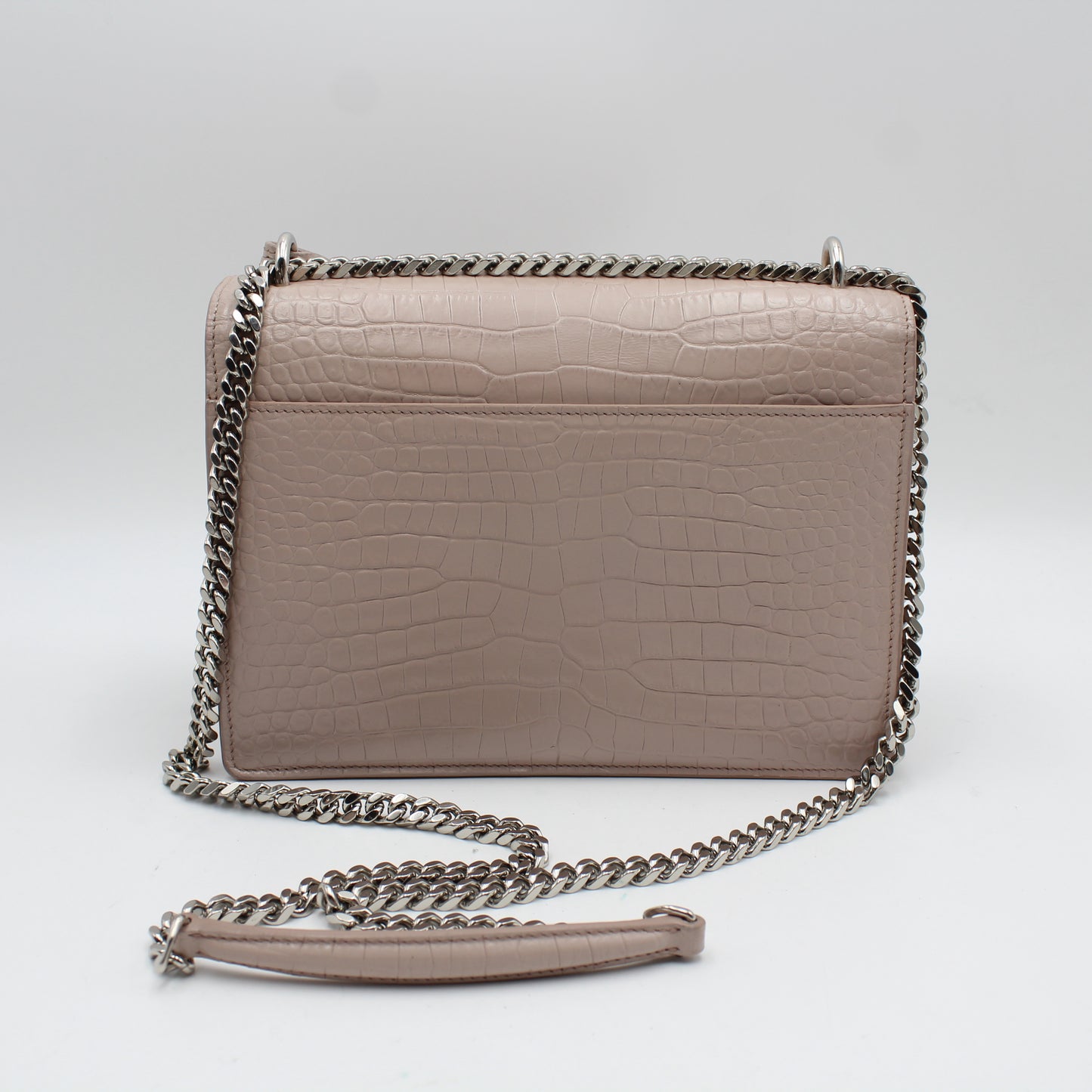 BORSA SAINT LAURENT SUNSET MEDIA IN PELLE GROFFATA CIPRIA COCCODRILLO YB113