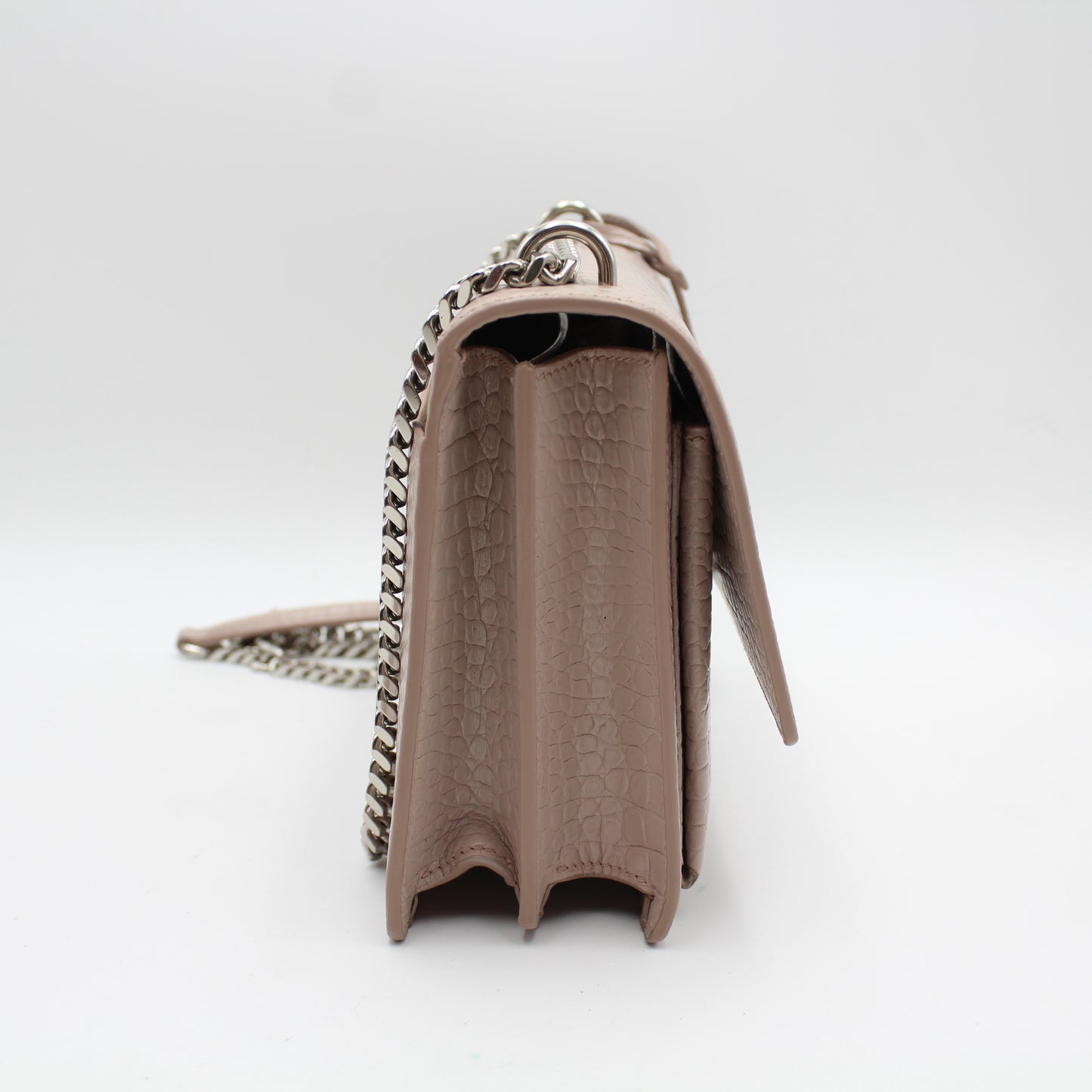 BORSA SAINT LAURENT SUNSET MEDIA IN PELLE GROFFATA CIPRIA COCCODRILLO YB113