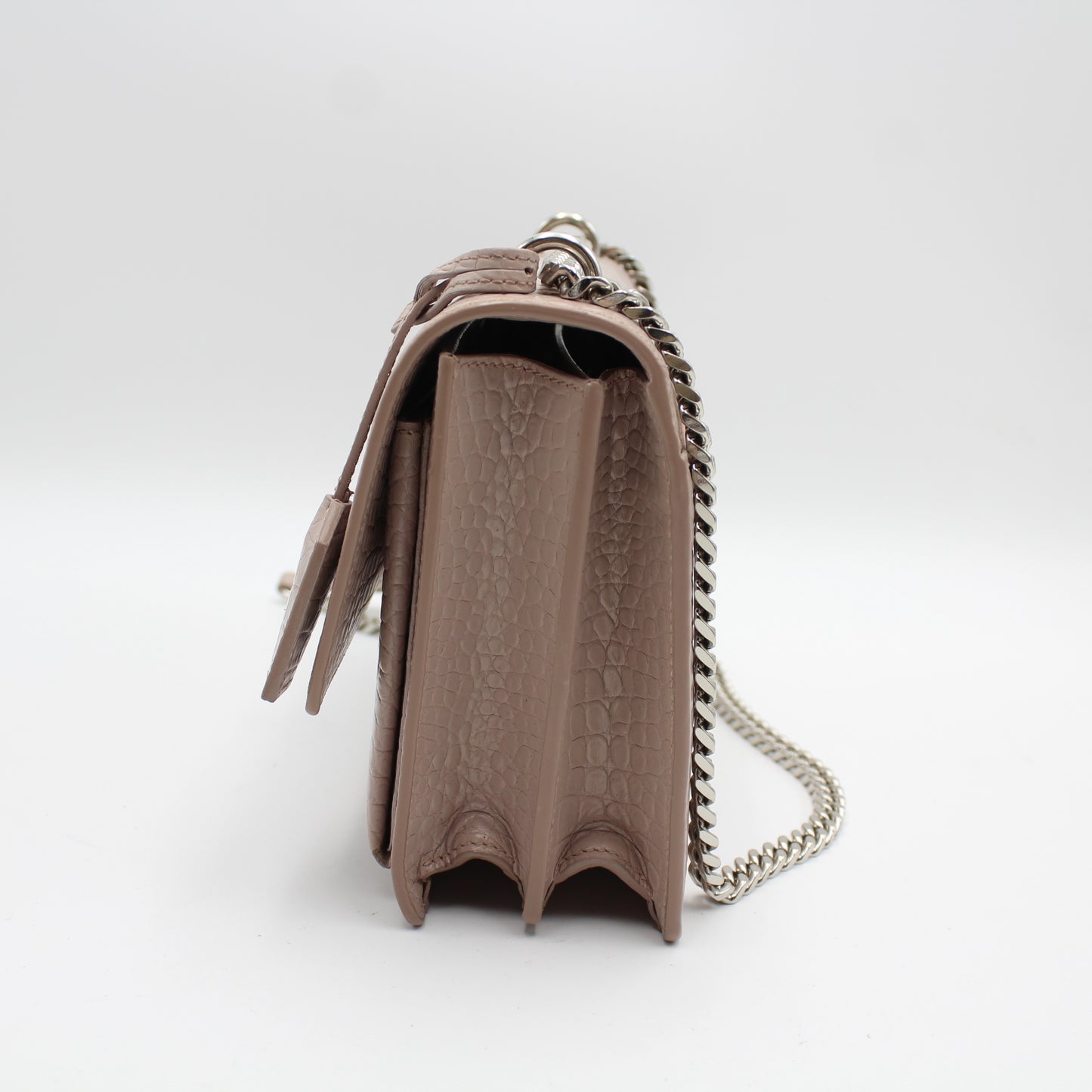 BORSA SAINT LAURENT SUNSET MEDIA IN PELLE GROFFATA CIPRIA COCCODRILLO YB113