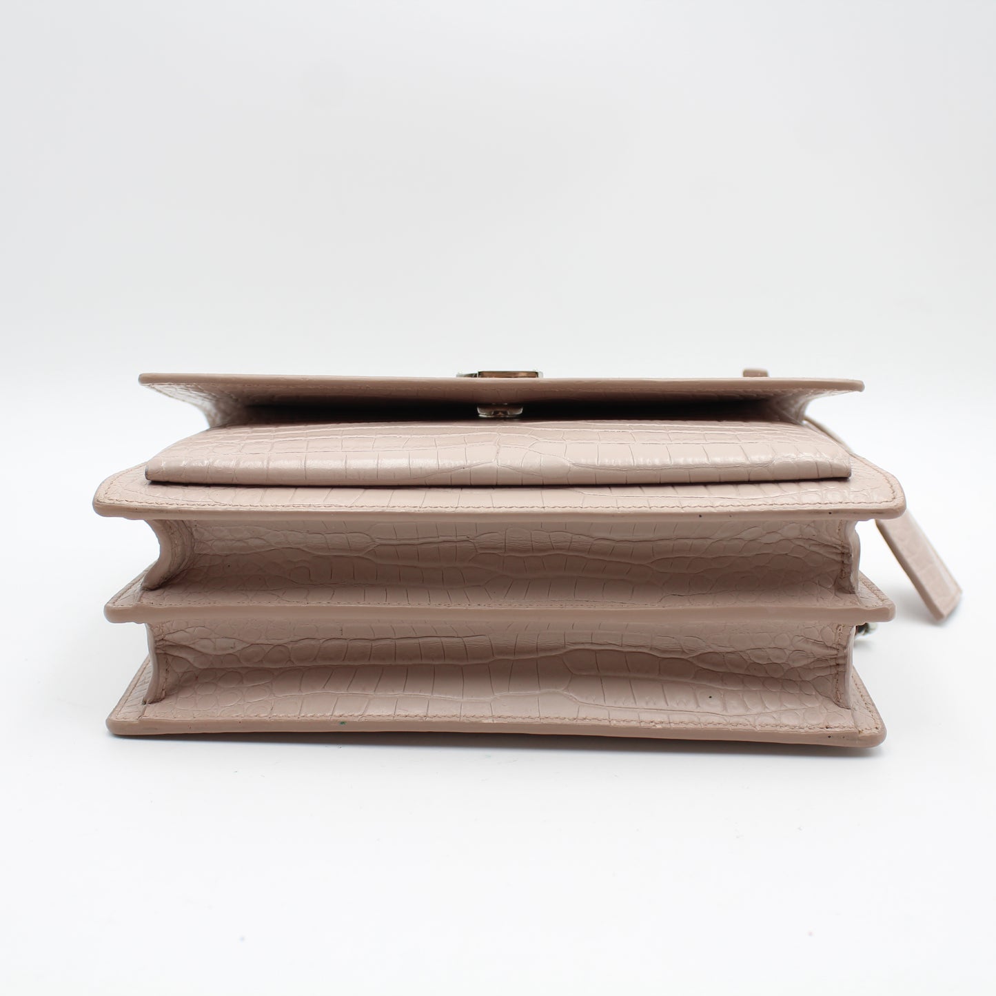 BORSA SAINT LAURENT SUNSET MEDIA IN PELLE GROFFATA CIPRIA COCCODRILLO YB113