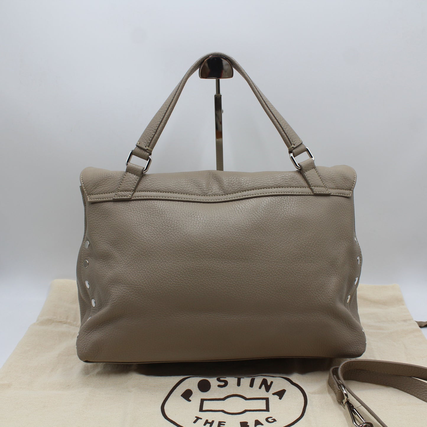 BORSA ZANELLATO POSTINA MEDIUM IN PELLE MARTELLATA GREY CRETA ZB116