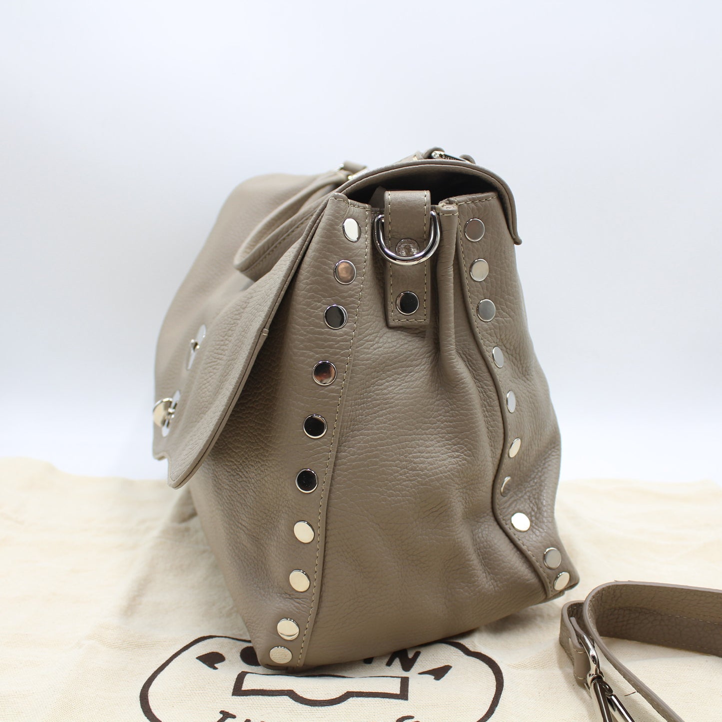 BORSA ZANELLATO POSTINA MEDIUM IN PELLE MARTELLATA GREY CRETA ZB116