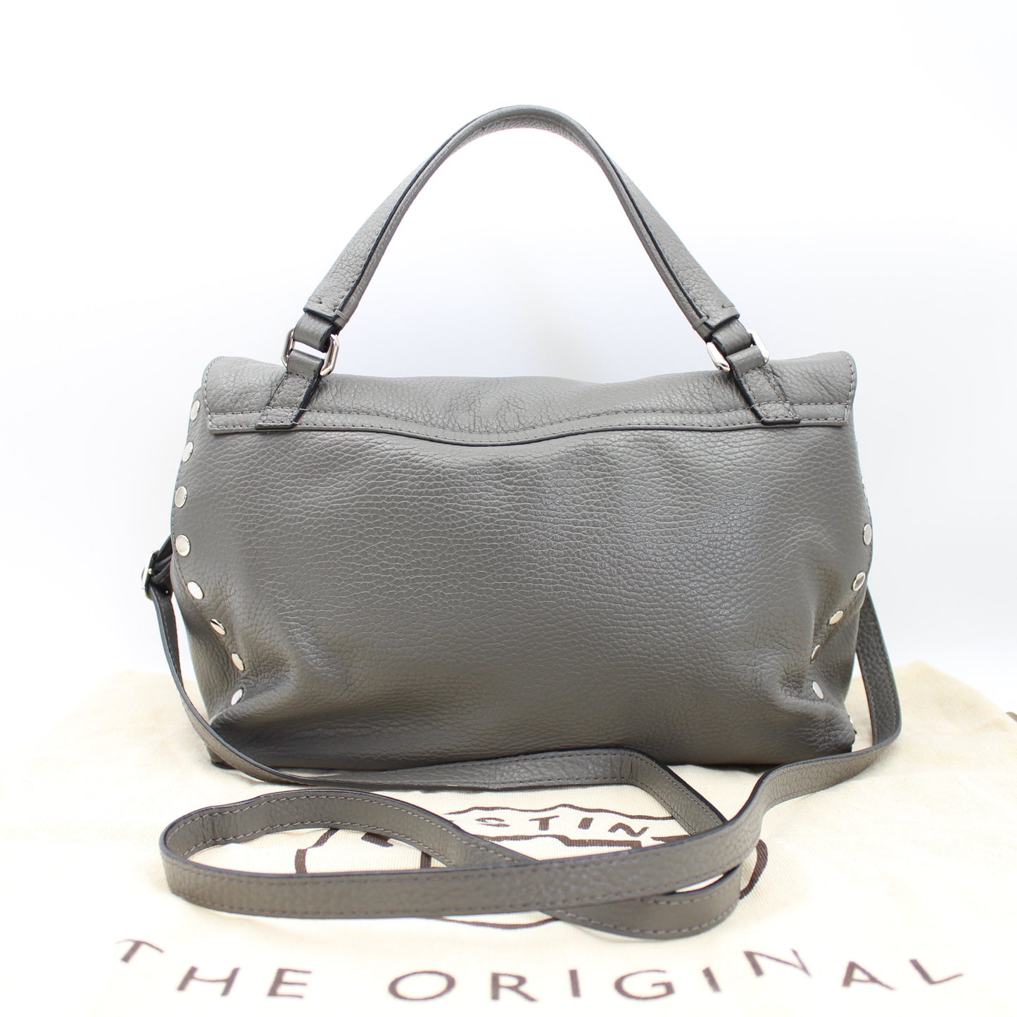 BORSA ZANELLATO POSTINA SMALL IN PELLE MARTELLATA GREY MONTEBIANCO ZB117