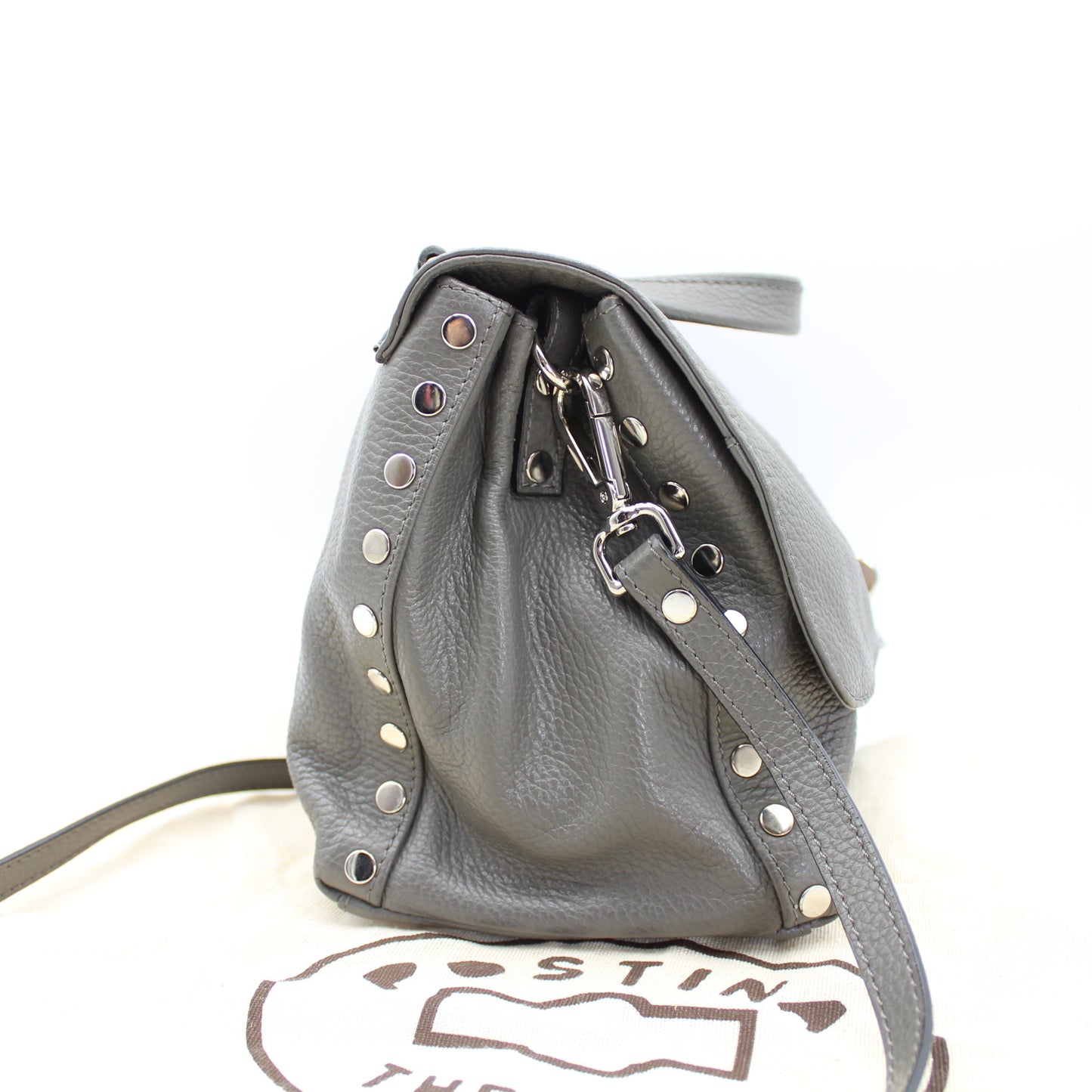 BORSA ZANELLATO POSTINA SMALL IN PELLE MARTELLATA GREY MONTEBIANCO ZB117