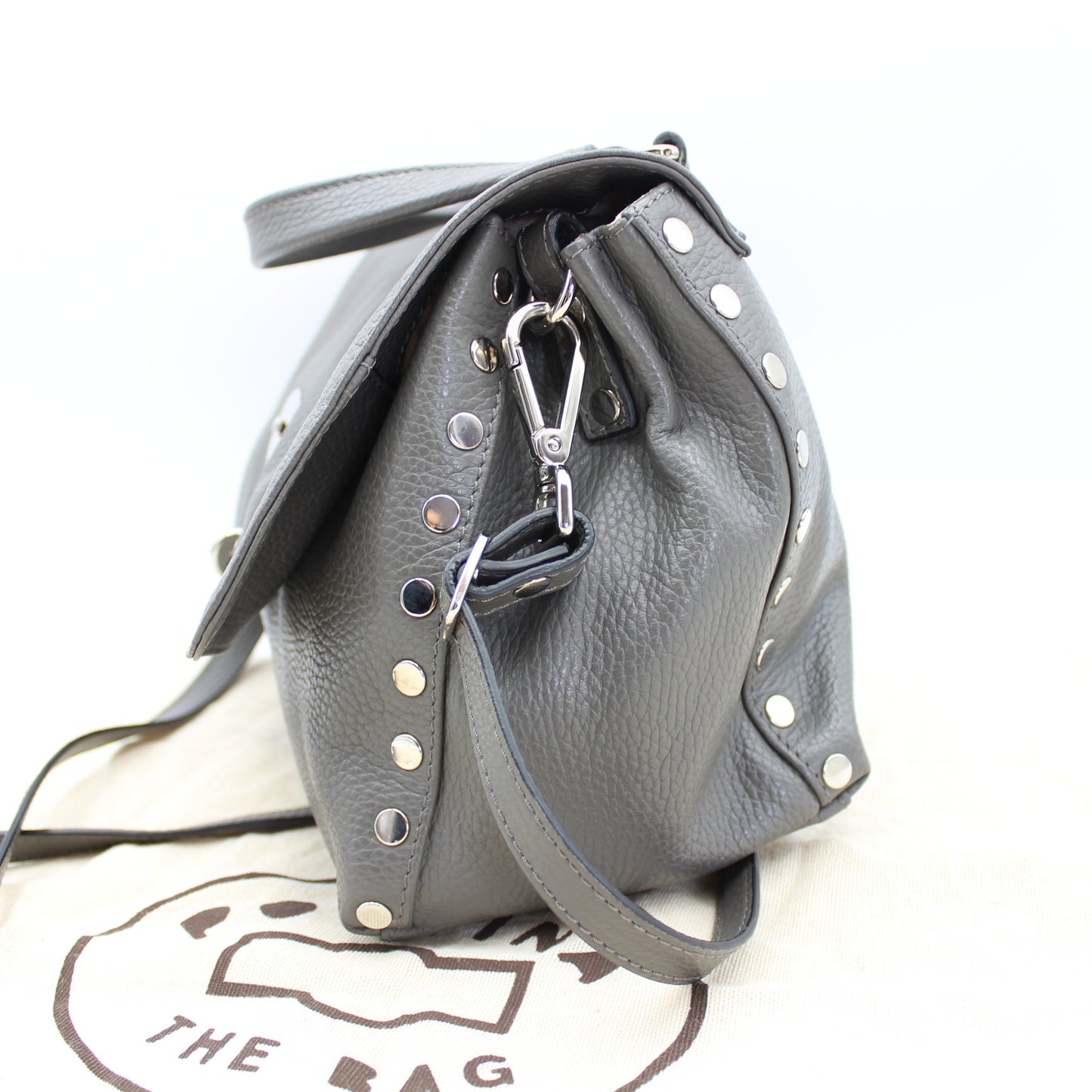 BORSA ZANELLATO POSTINA SMALL IN PELLE MARTELLATA GREY MONTEBIANCO ZB117
