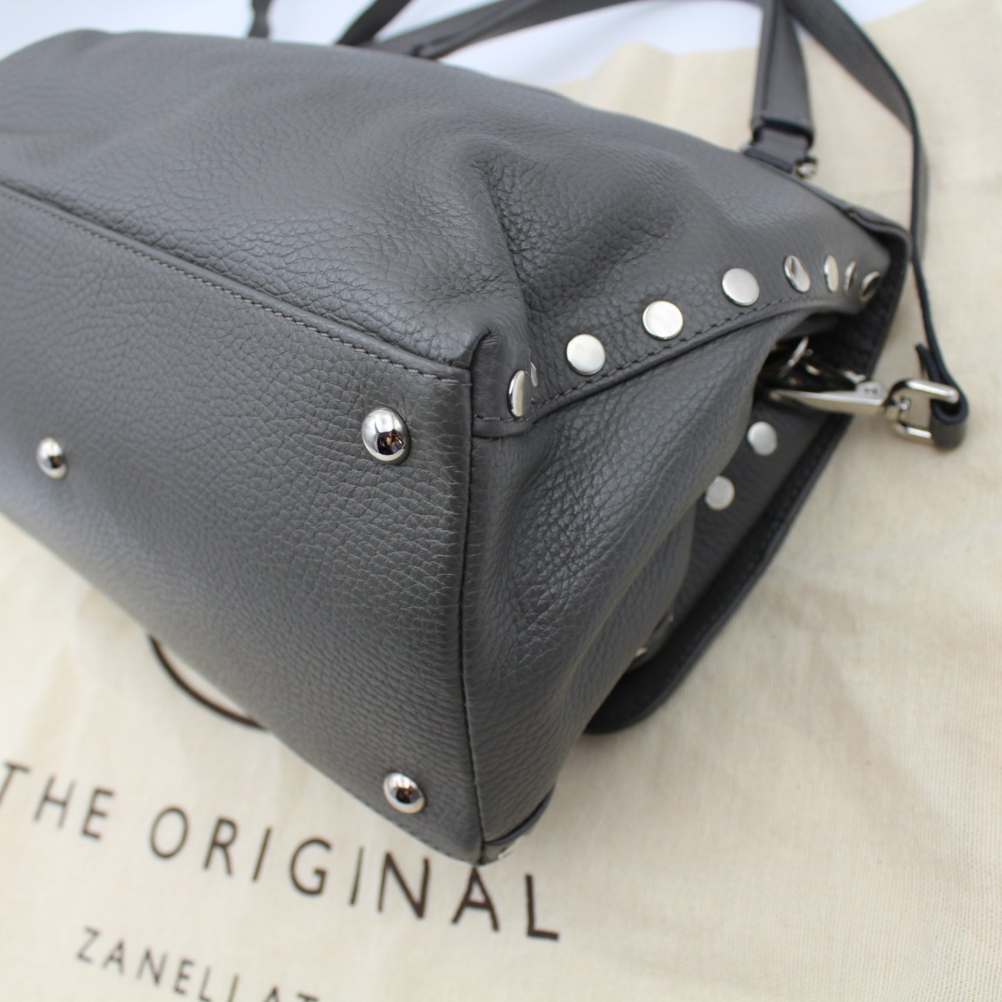 BORSA ZANELLATO POSTINA SMALL IN PELLE MARTELLATA GREY MONTEBIANCO ZB117