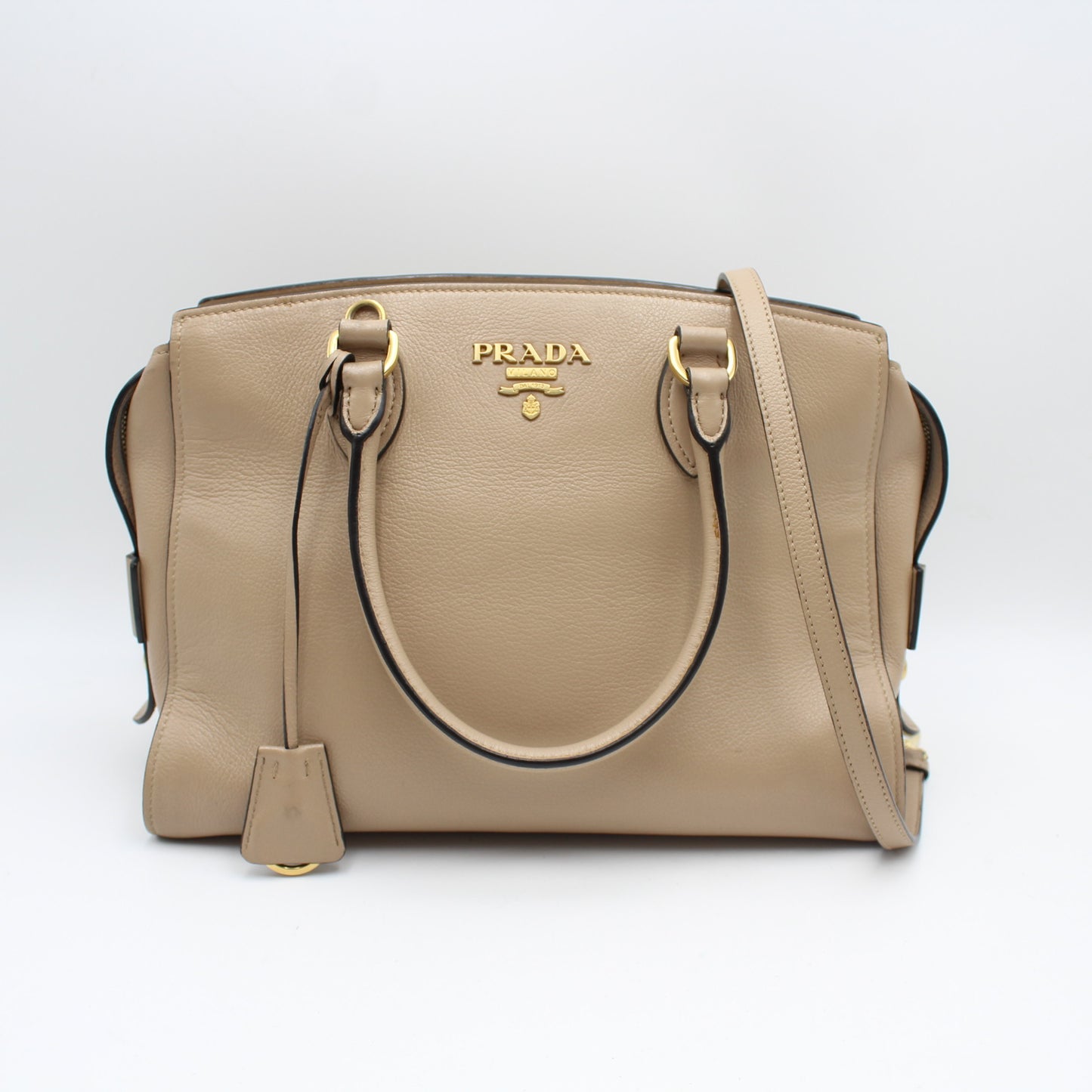 BORSA TOTE PRADA A TRACOLLA IN PELLE MARTELLATA BEIGE PB209