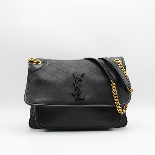BORSA SAINT LAURENT NIKI MEDIA IN PELLE NERA YB119