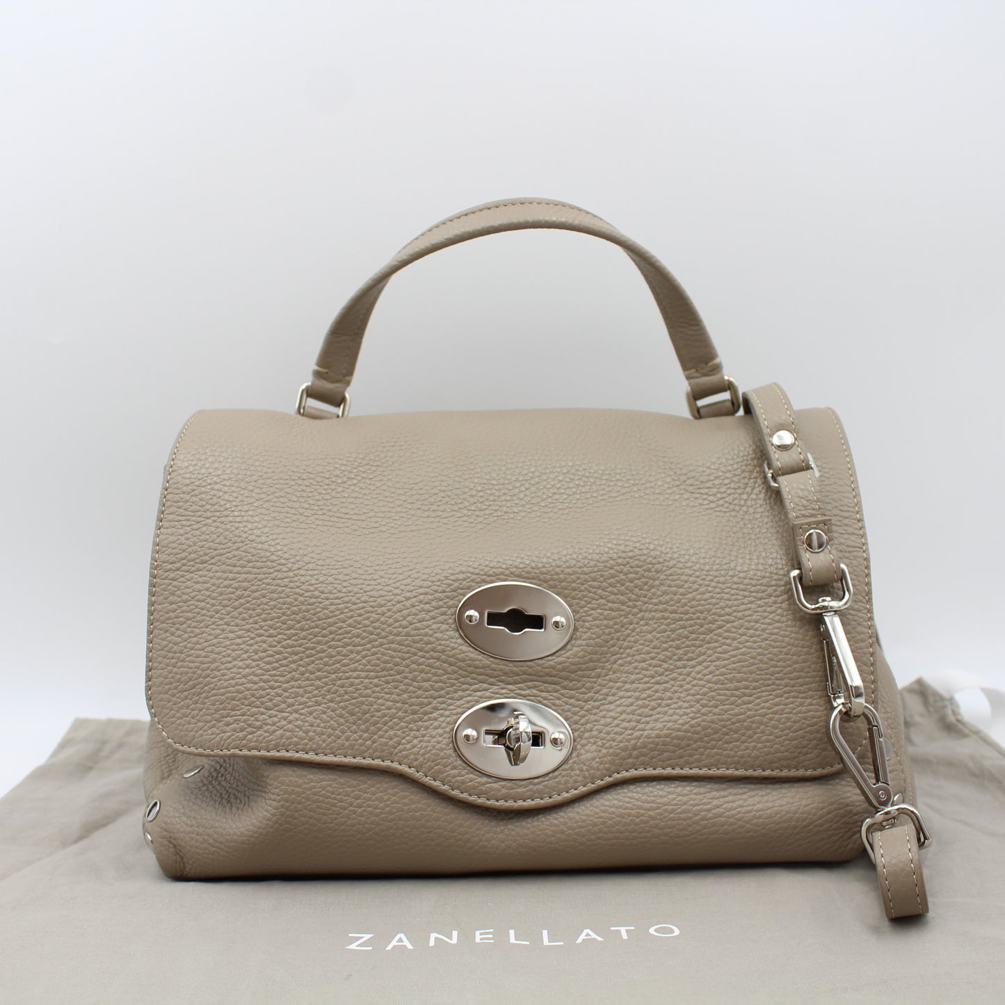 BORSA POSTINA ZANELLATO IN PELLE MARTELLATA GREY CRETA SMALL ZB121