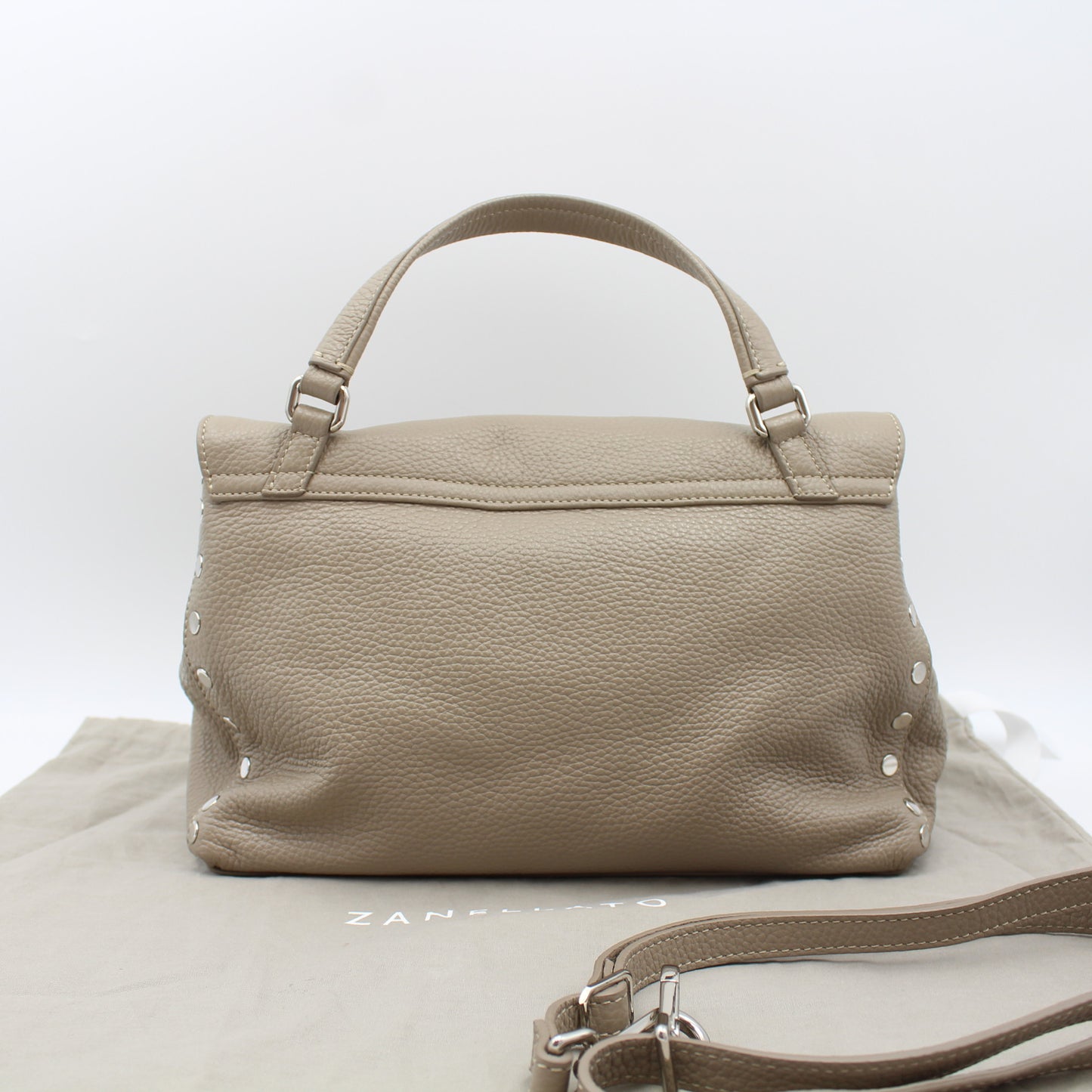 BORSA POSTINA ZANELLATO IN PELLE MARTELLATA GREY CRETA SMALL ZB121