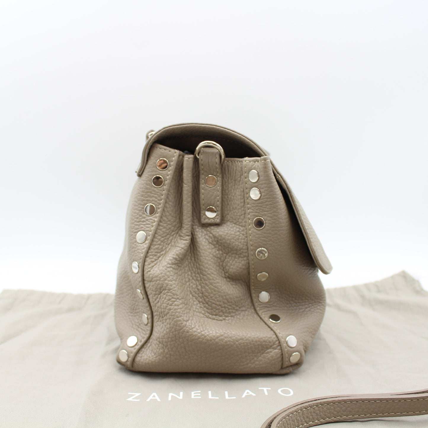 BORSA POSTINA ZANELLATO IN PELLE MARTELLATA GREY CRETA SMALL ZB121