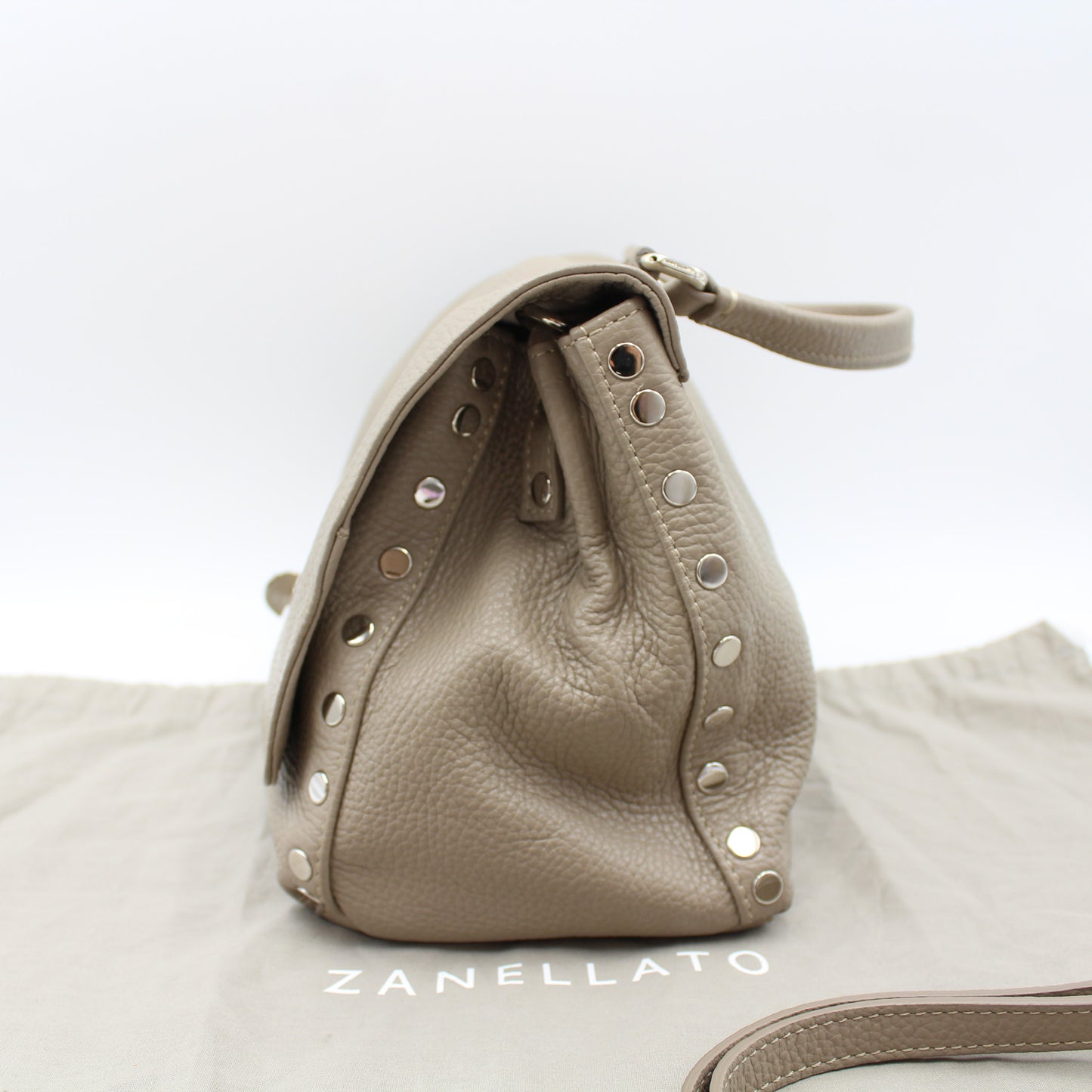 BORSA POSTINA ZANELLATO IN PELLE MARTELLATA GREY CRETA SMALL ZB121