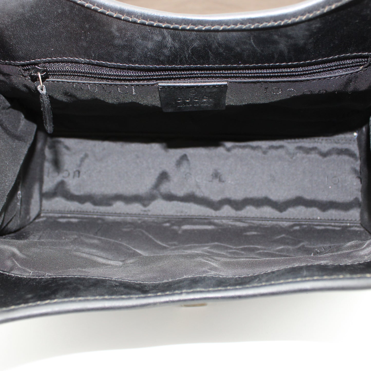 BORSA GUCCI JACKIE BARDOT TELA MARRONE E PELLE NERA