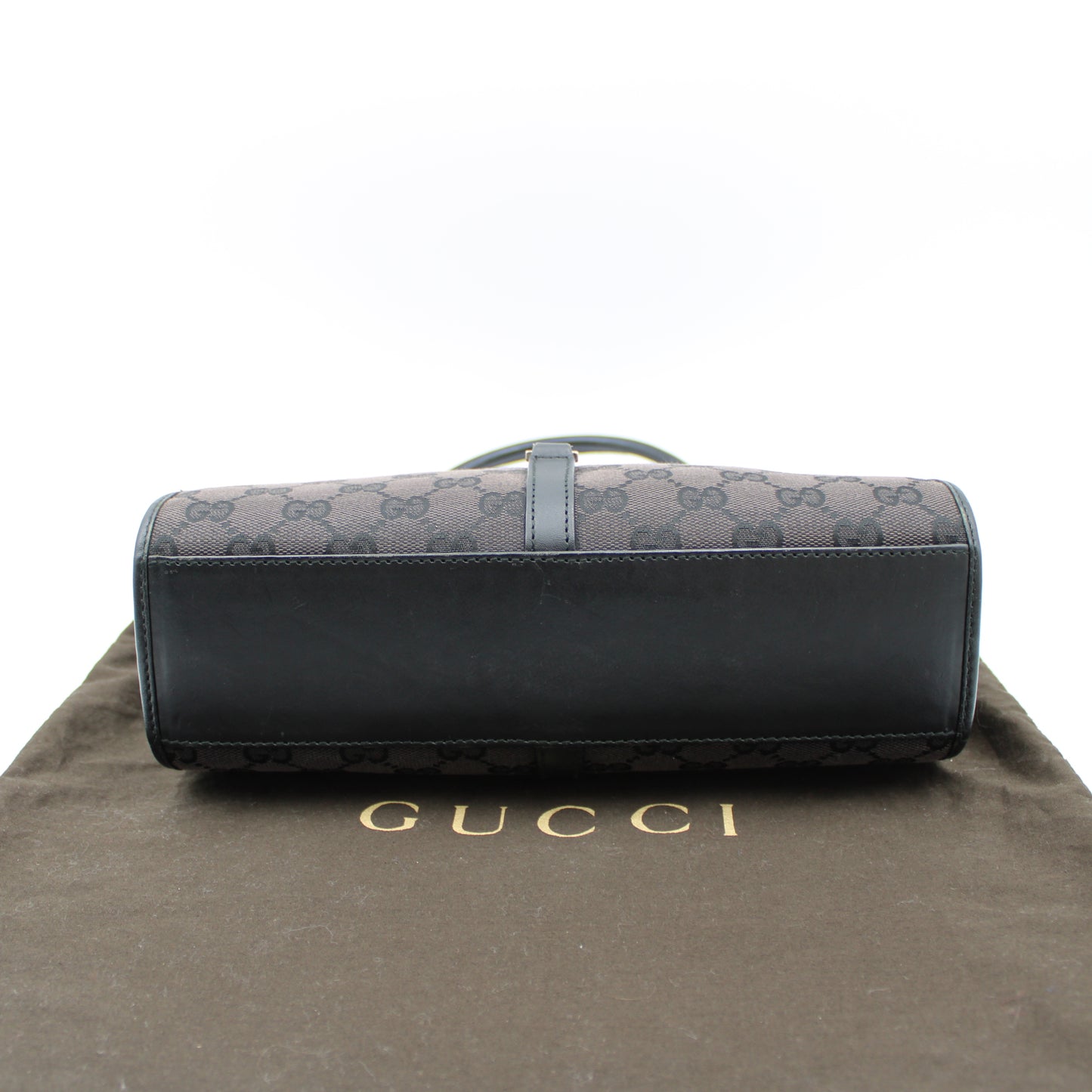 BORSA GUCCI JACKIE BARDOT TELA MARRONE E PELLE NERA