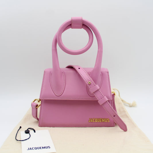 JACQUEMUS LE CHIQUITO NOEUD PINK LEATHER BAG