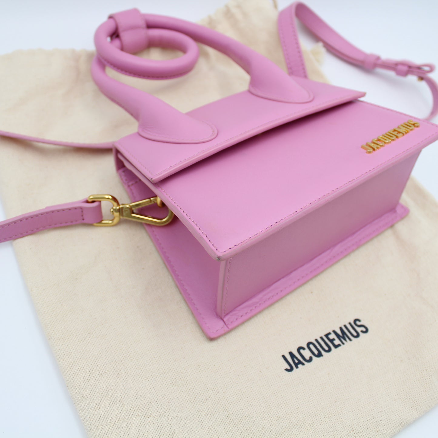 JACQUEMUS LE CHIQUITO NOEUD PINK LEATHER BAG