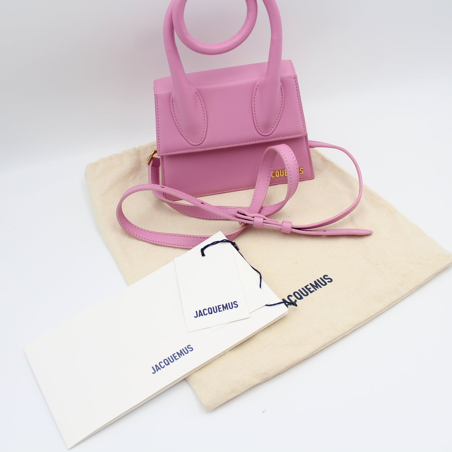 JACQUEMUS LE CHIQUITO NOEUD PINK LEATHER BAG