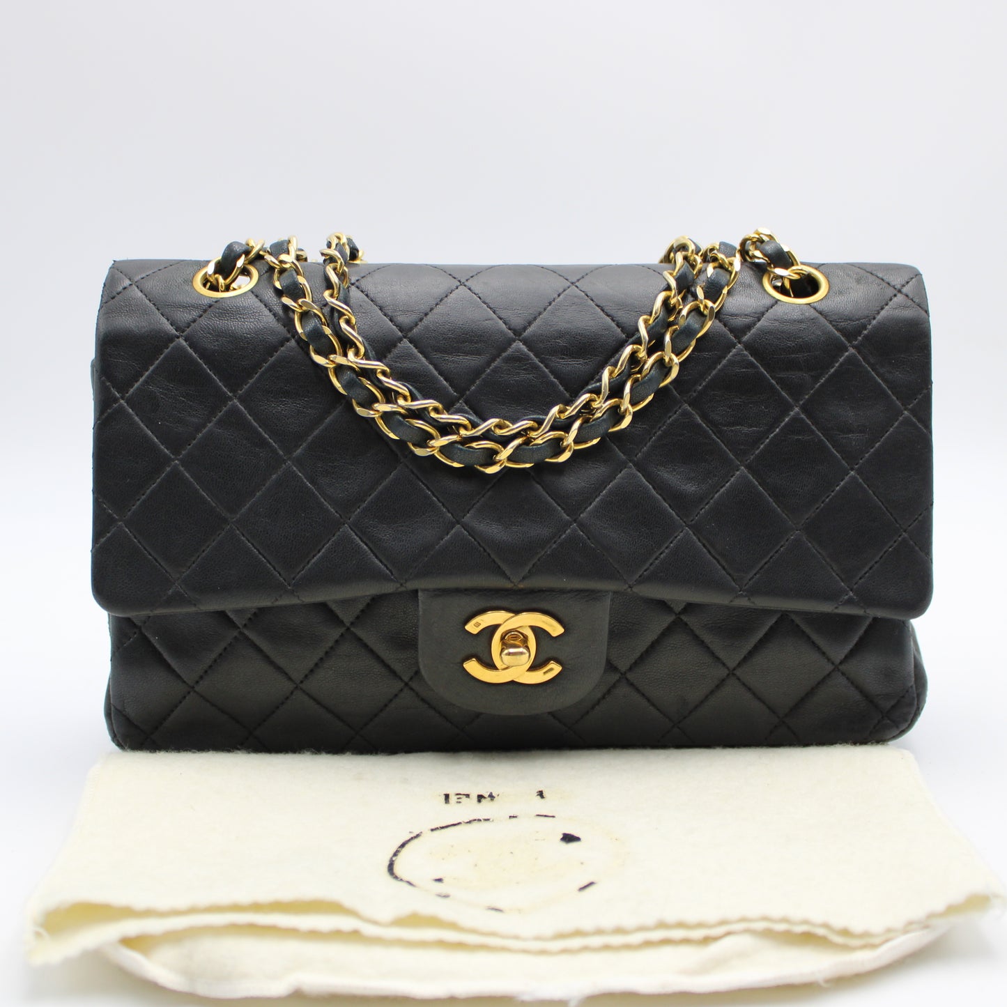 BORSA CHANEL TIMELESS CLASSICA DOUBLE FLAP MEDIA NERA CB268