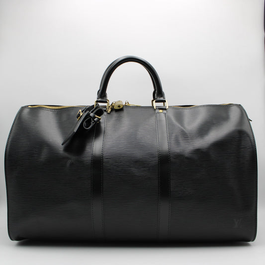 BORSA LOUIS VUITTON KEEPALL 50 EPI NERO IN PELLE