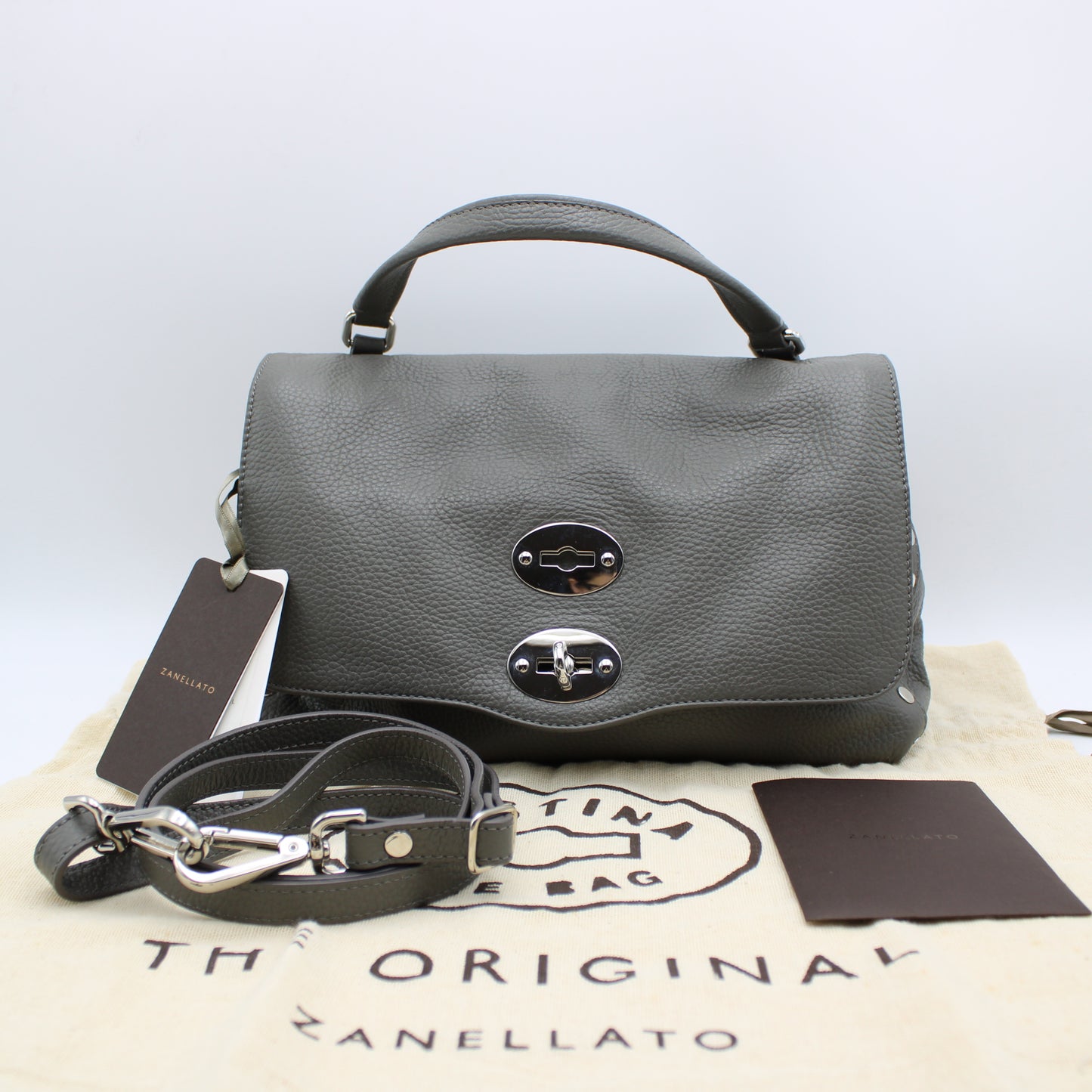 BORSA POSTINA ZANELLATO SMALL IN PELLE MARTELLATA GRIGIO MONTEBIANCO ZB124