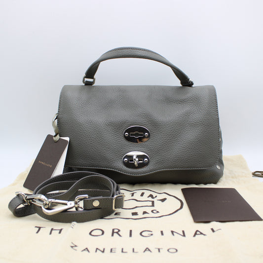 BORSA POSTINA ZANELLATO SMALL IN PELLE MARTELLATA GRIGIO MONTEBIANCO ZB124