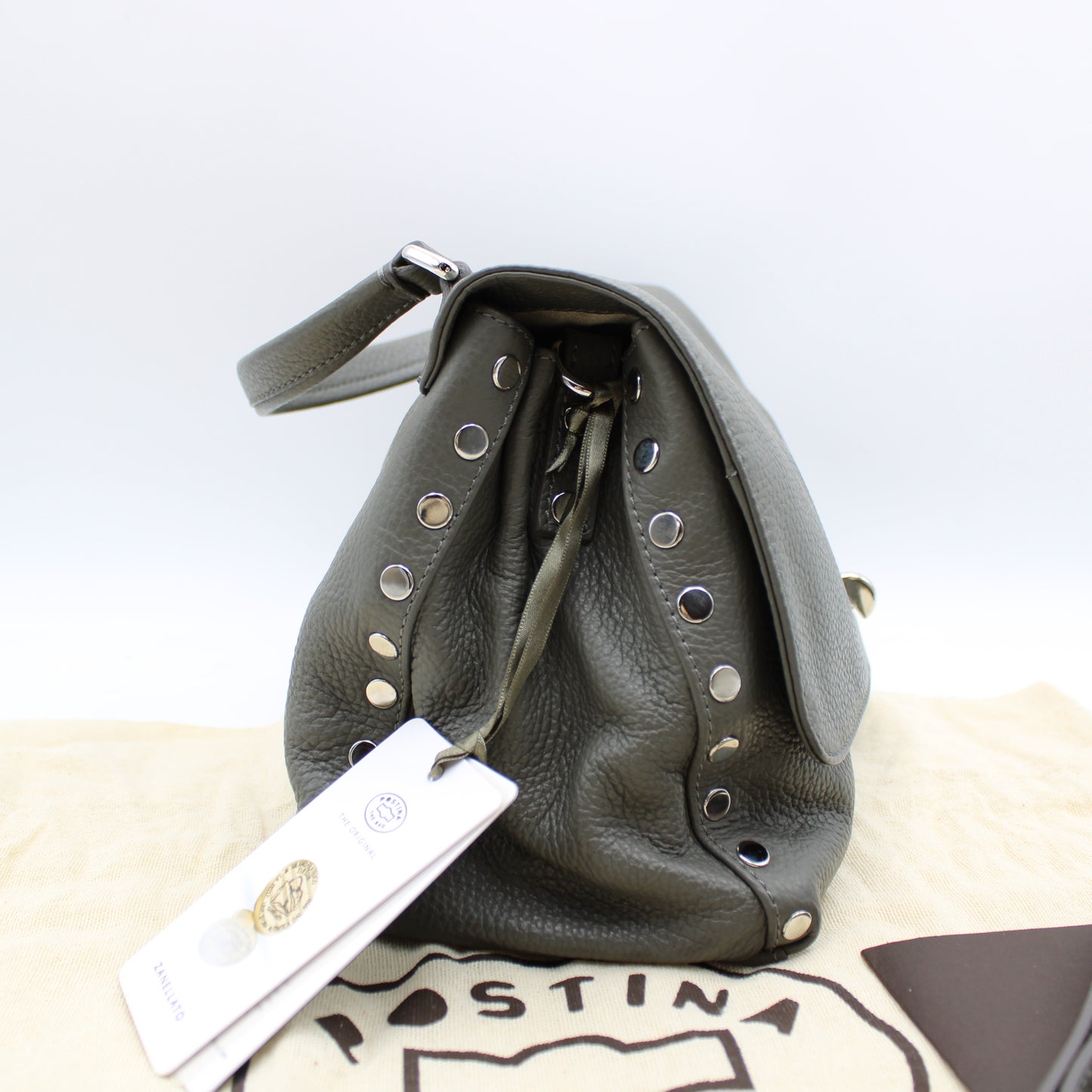 BORSA POSTINA ZANELLATO SMALL IN PELLE MARTELLATA GRIGIO MONTEBIANCO ZB124