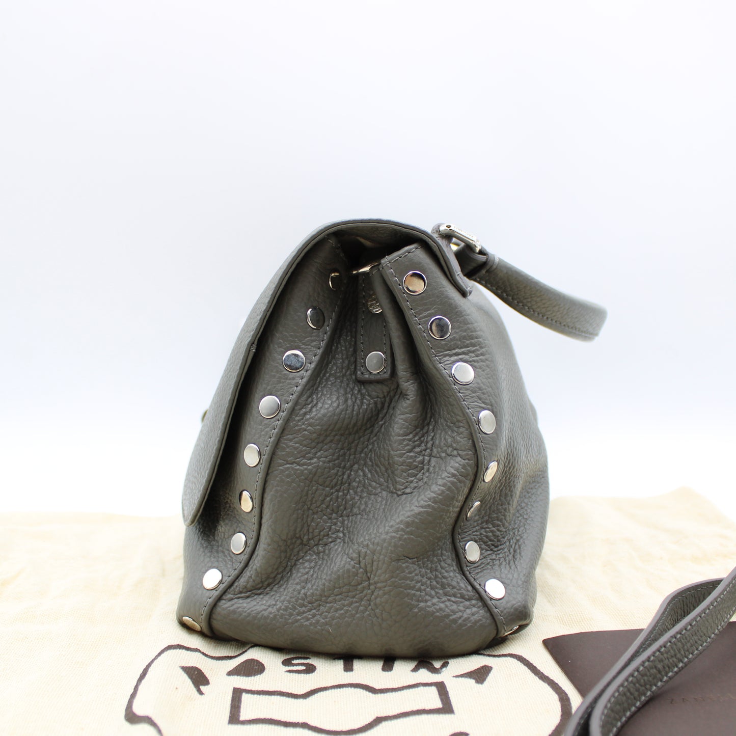 BORSA POSTINA ZANELLATO SMALL IN PELLE MARTELLATA GRIGIO MONTEBIANCO ZB124