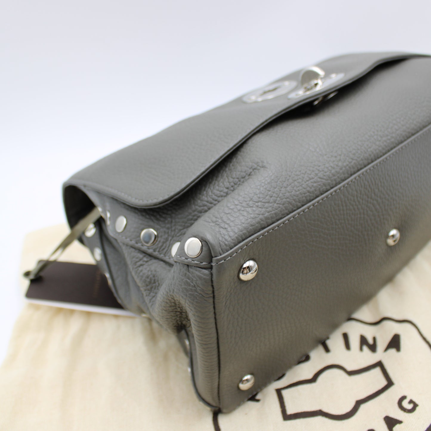 BORSA POSTINA ZANELLATO SMALL IN PELLE MARTELLATA GRIGIO MONTEBIANCO ZB124