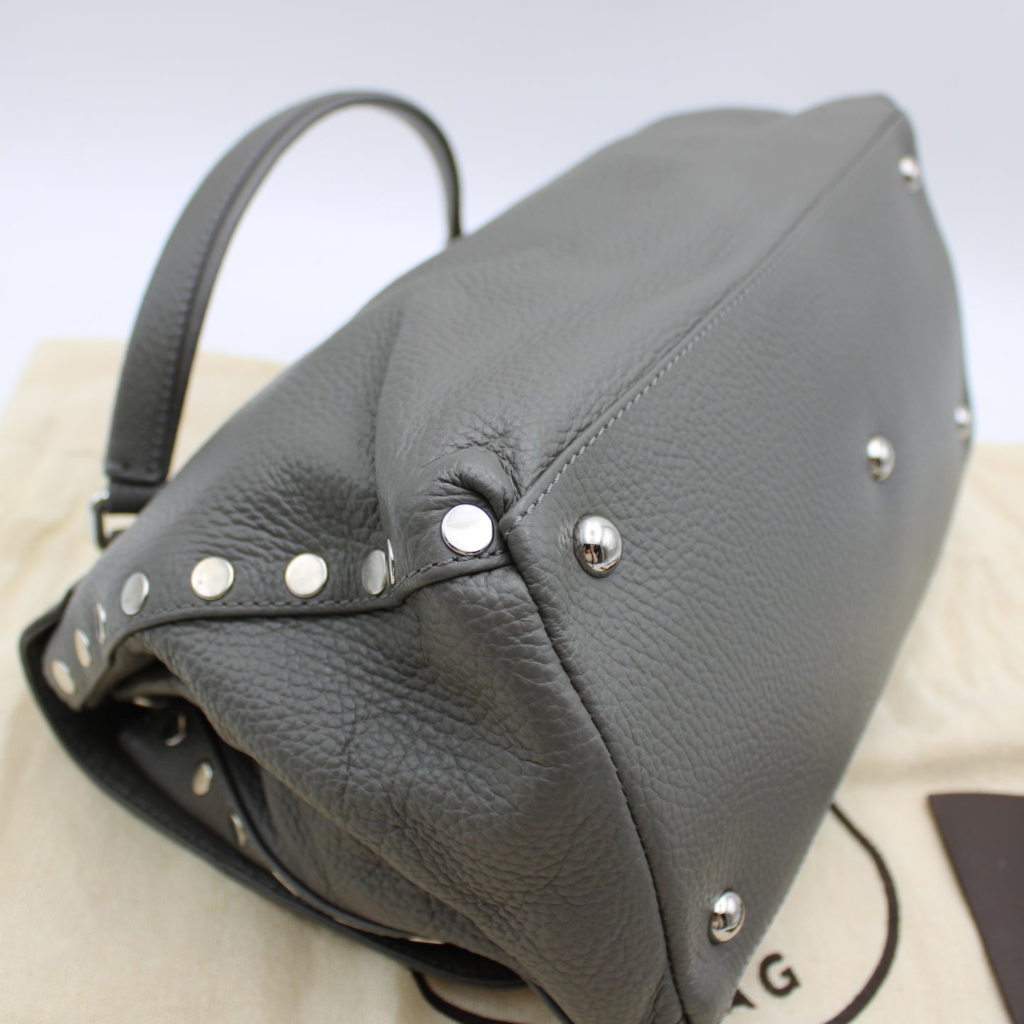 BORSA POSTINA ZANELLATO SMALL IN PELLE MARTELLATA GRIGIO MONTEBIANCO ZB124