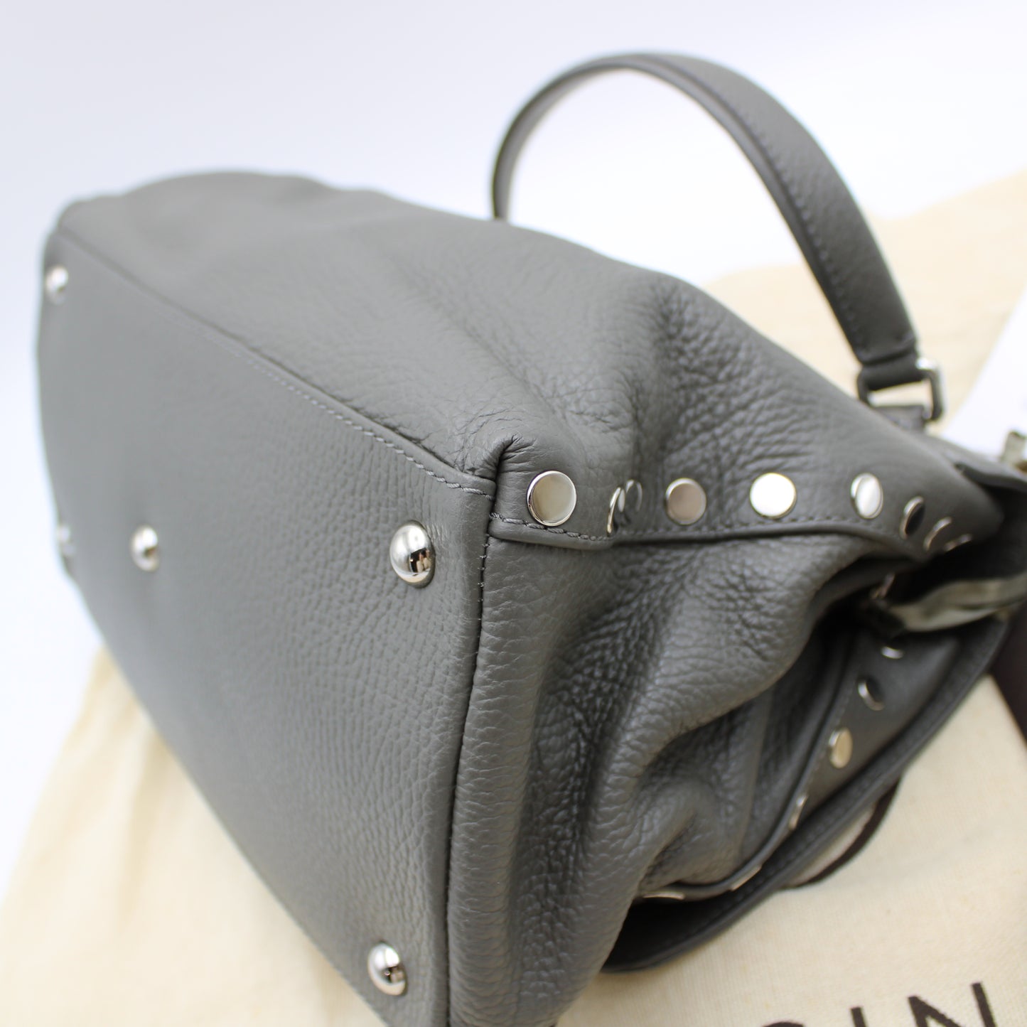 BORSA POSTINA ZANELLATO SMALL IN PELLE MARTELLATA GRIGIO MONTEBIANCO ZB124