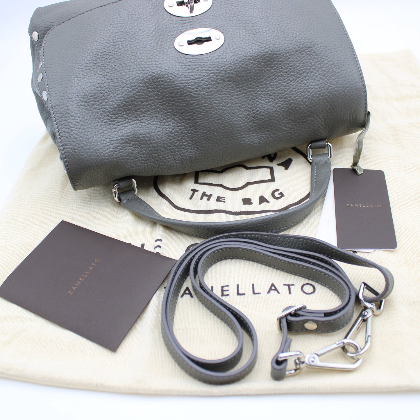 BORSA POSTINA ZANELLATO SMALL IN PELLE MARTELLATA GRIGIO MONTEBIANCO ZB124