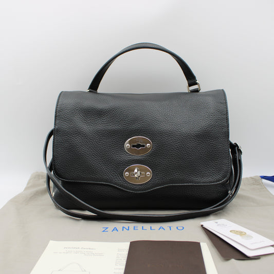 BORSA POSTINA ZANELLATO SMALL IN PELLE MARTELLATA NERA ZB125