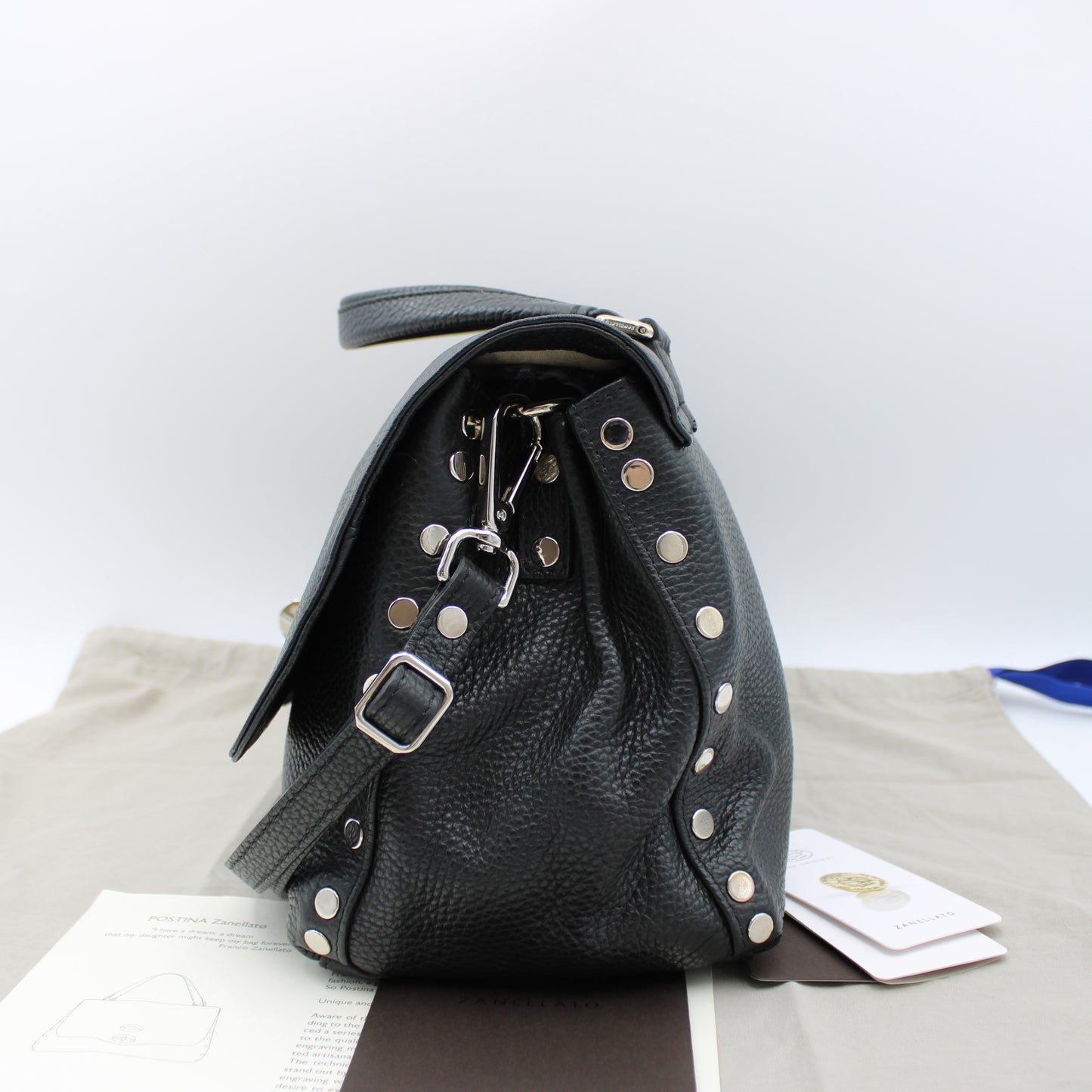 BORSA POSTINA ZANELLATO SMALL IN PELLE MARTELLATA NERA ZB125