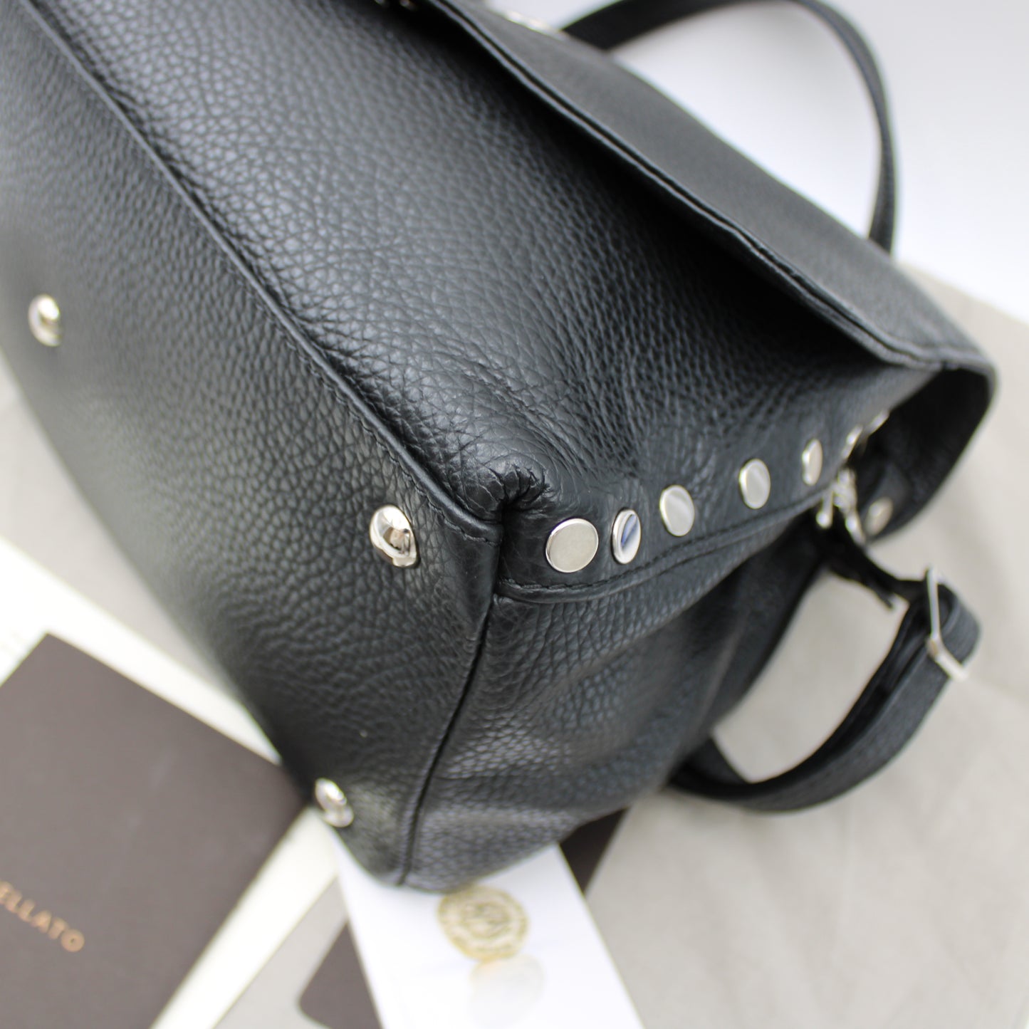 BORSA POSTINA ZANELLATO SMALL IN PELLE MARTELLATA NERA ZB125