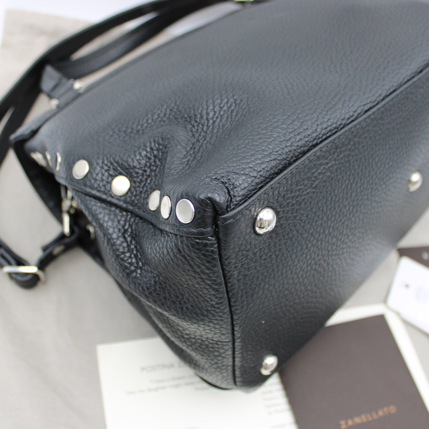 BORSA POSTINA ZANELLATO SMALL IN PELLE MARTELLATA NERA ZB125