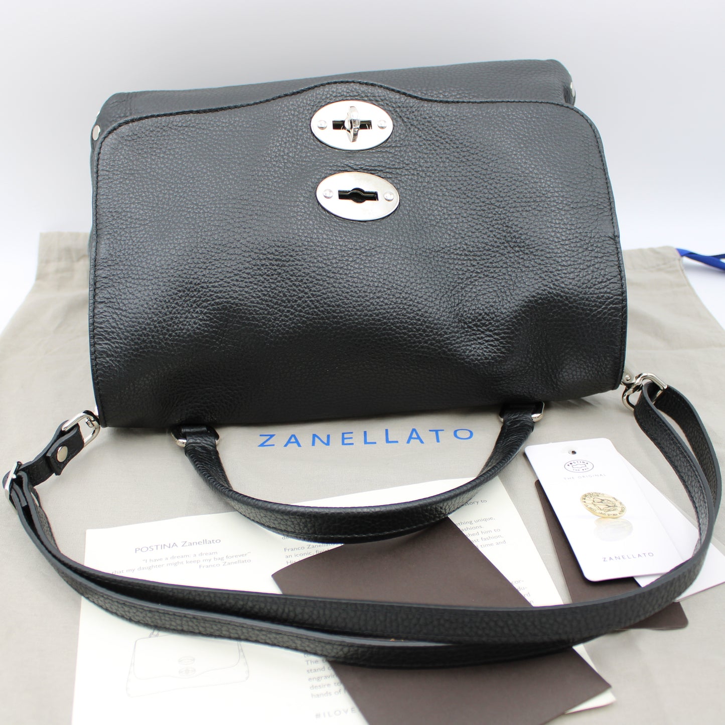 BORSA POSTINA ZANELLATO SMALL IN PELLE MARTELLATA NERA ZB125