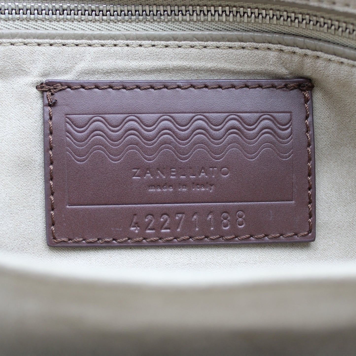 BORSA POSTINA ZANELLATO SMALL IN PELLE MARTELLATA CRETA ZB124