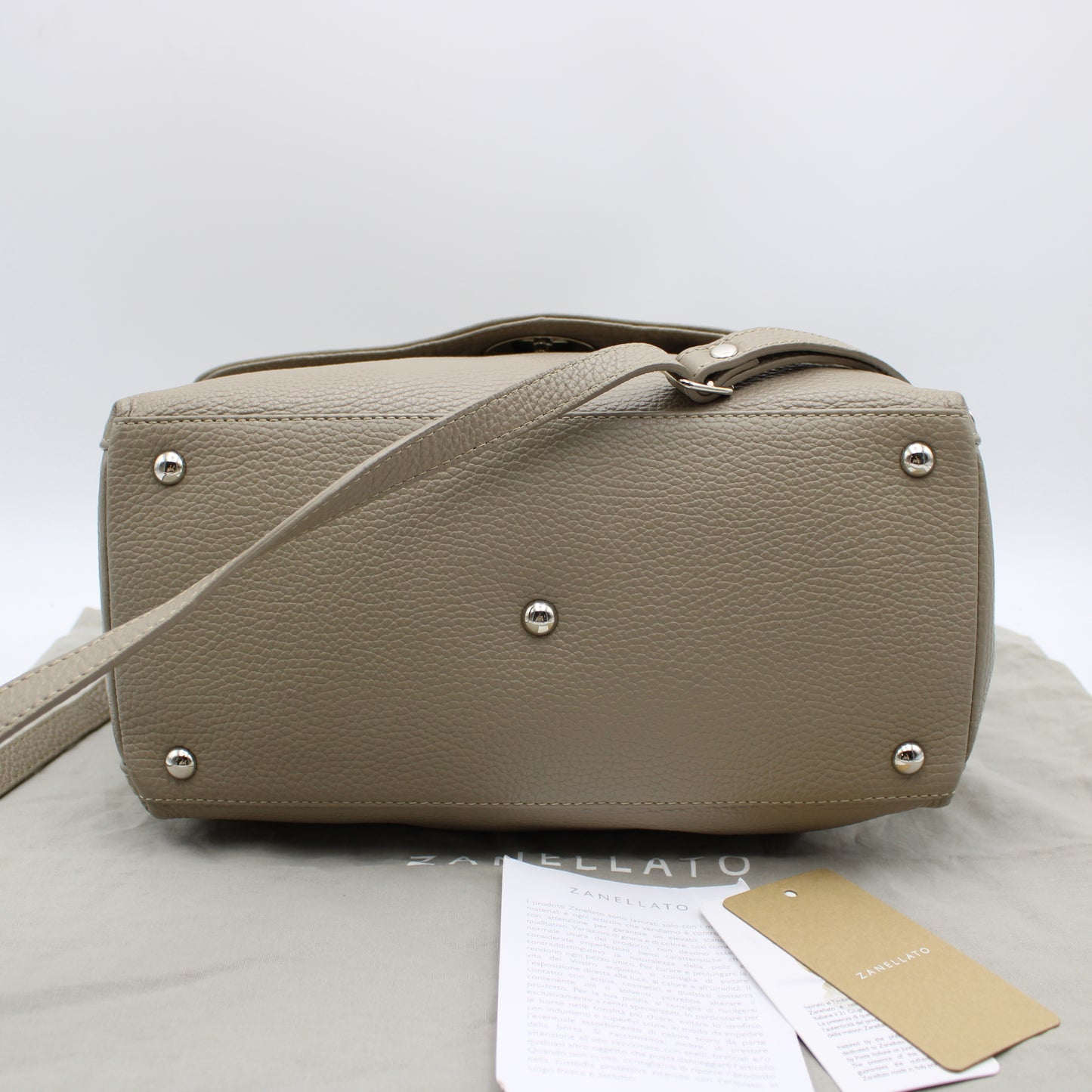 BORSA POSTINA ZANELLATO SMALL IN PELLE MARTELLATA CRETA ZB124