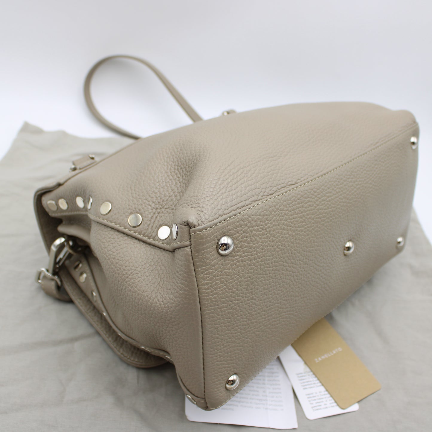 BORSA POSTINA ZANELLATO SMALL IN PELLE MARTELLATA CRETA ZB124