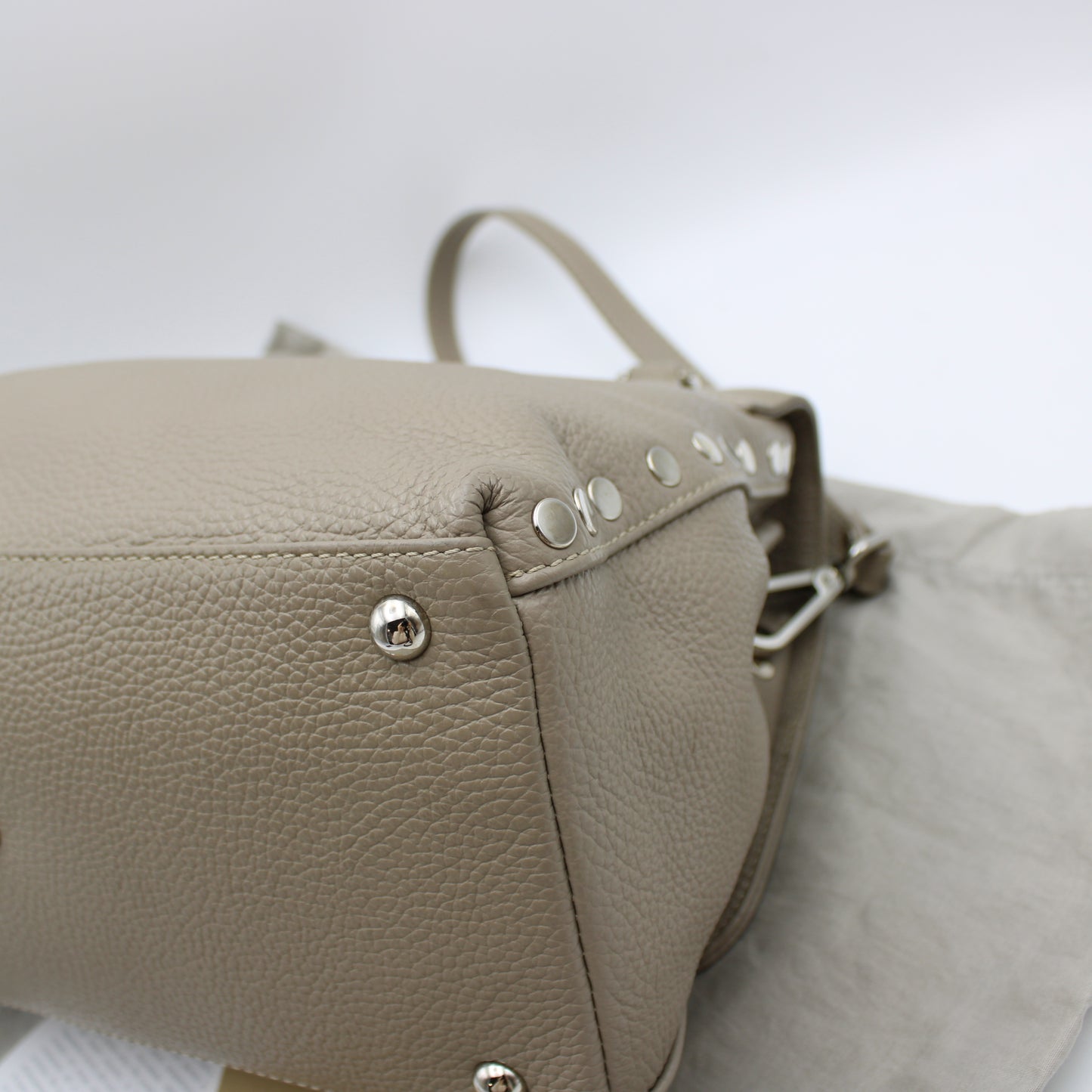 BORSA POSTINA ZANELLATO SMALL IN PELLE MARTELLATA CRETA ZB124