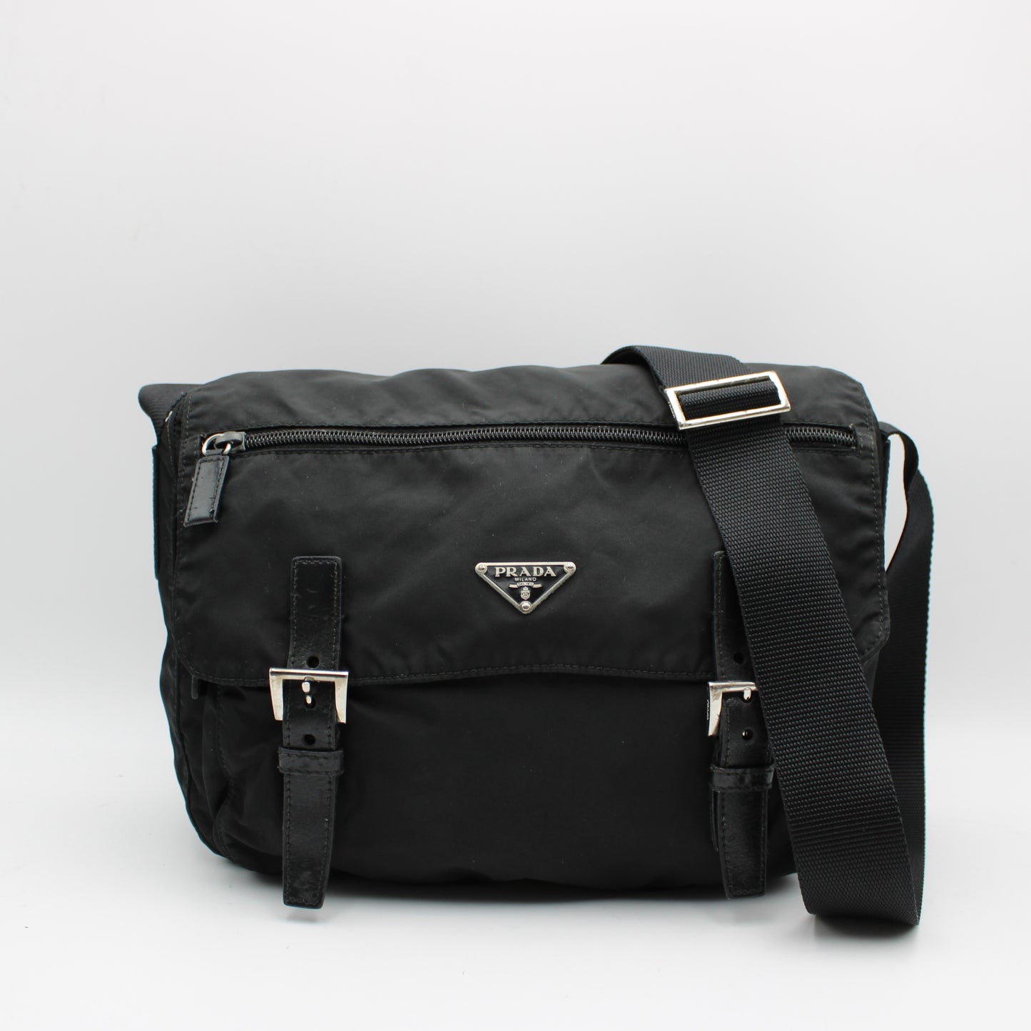 BORSA PRADA IN TELA VELA NERA MESSENGER PB215