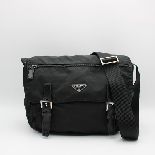 BORSA PRADA IN TELA VELA NERA MESSENGER PB215