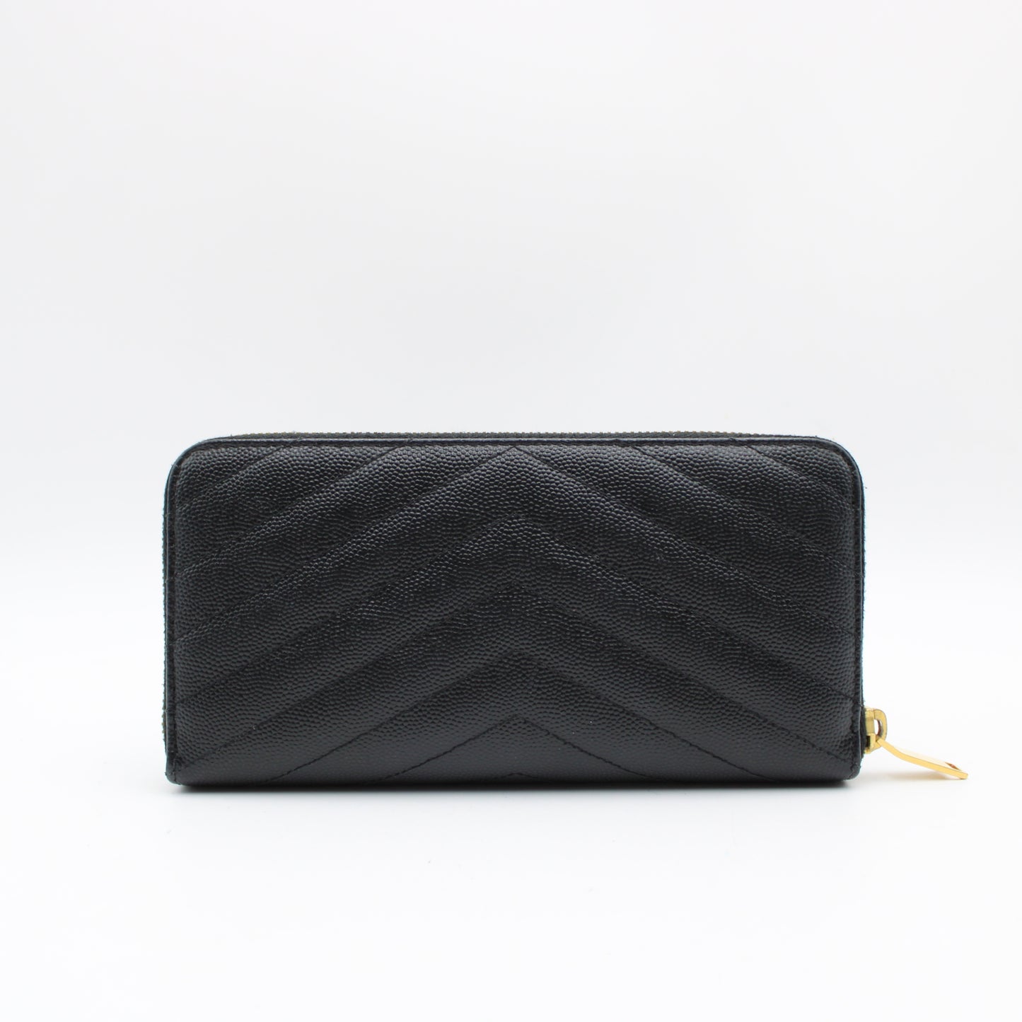 SAINT LAURENT CASSANDRE MATELASSÉ PORTAFOGLI CON ZIP IN PELLE GOFFRATA GRAIN DE POUDRE YA106