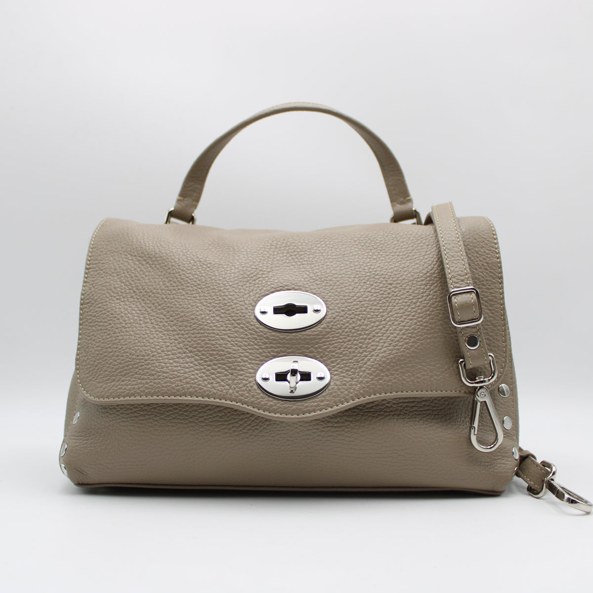 BORSA POSTINA ZANELLATO SMALL IN PELLE MARTELLATA GREY CRETA ZB129