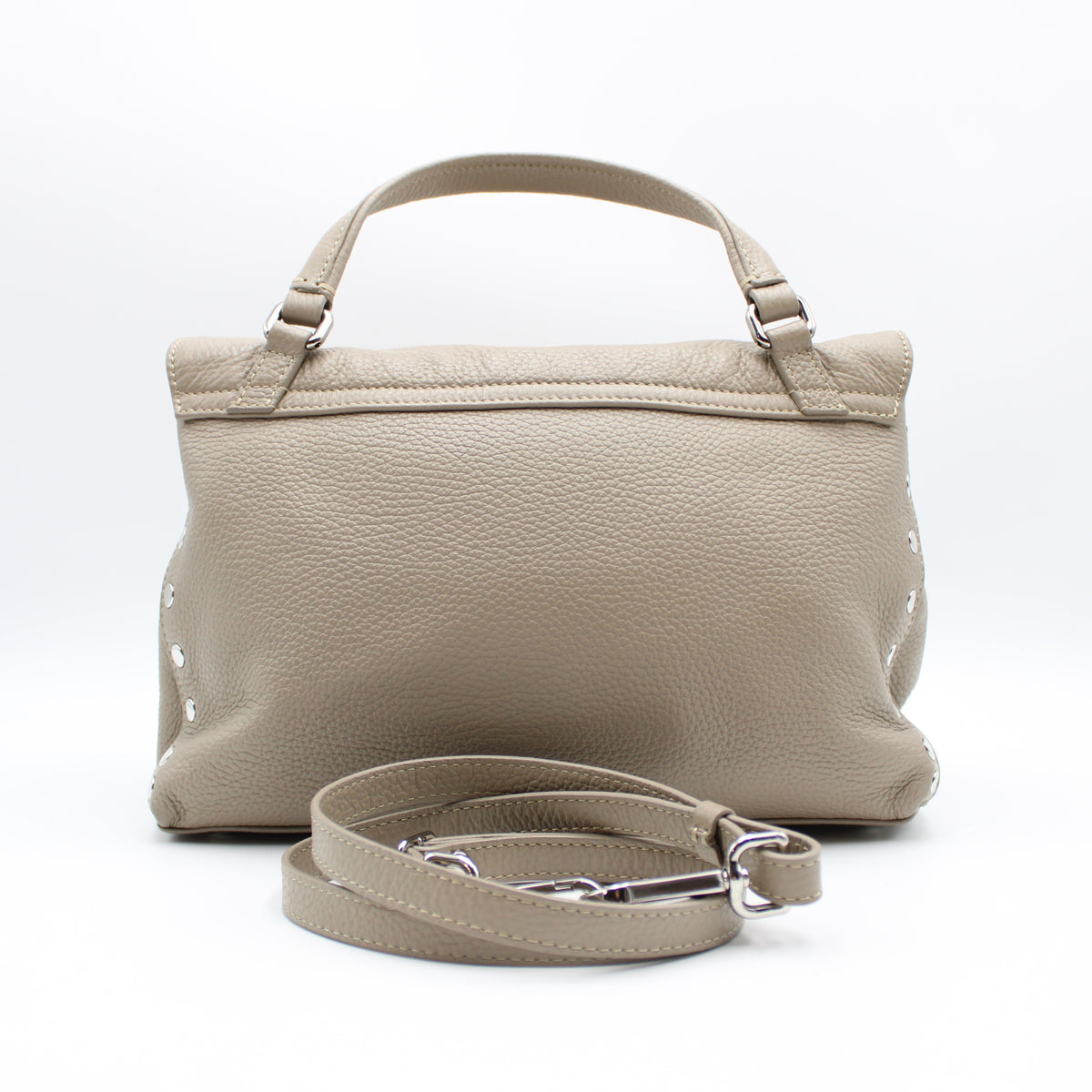 BORSA POSTINA ZANELLATO SMALL IN PELLE MARTELLATA GREY CRETA ZB129
