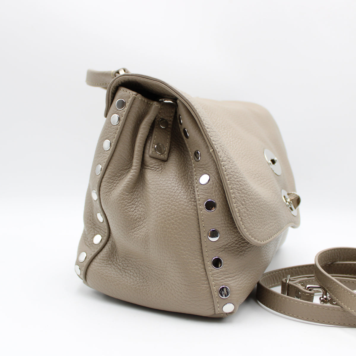 BORSA POSTINA ZANELLATO SMALL IN PELLE MARTELLATA GREY CRETA ZB129