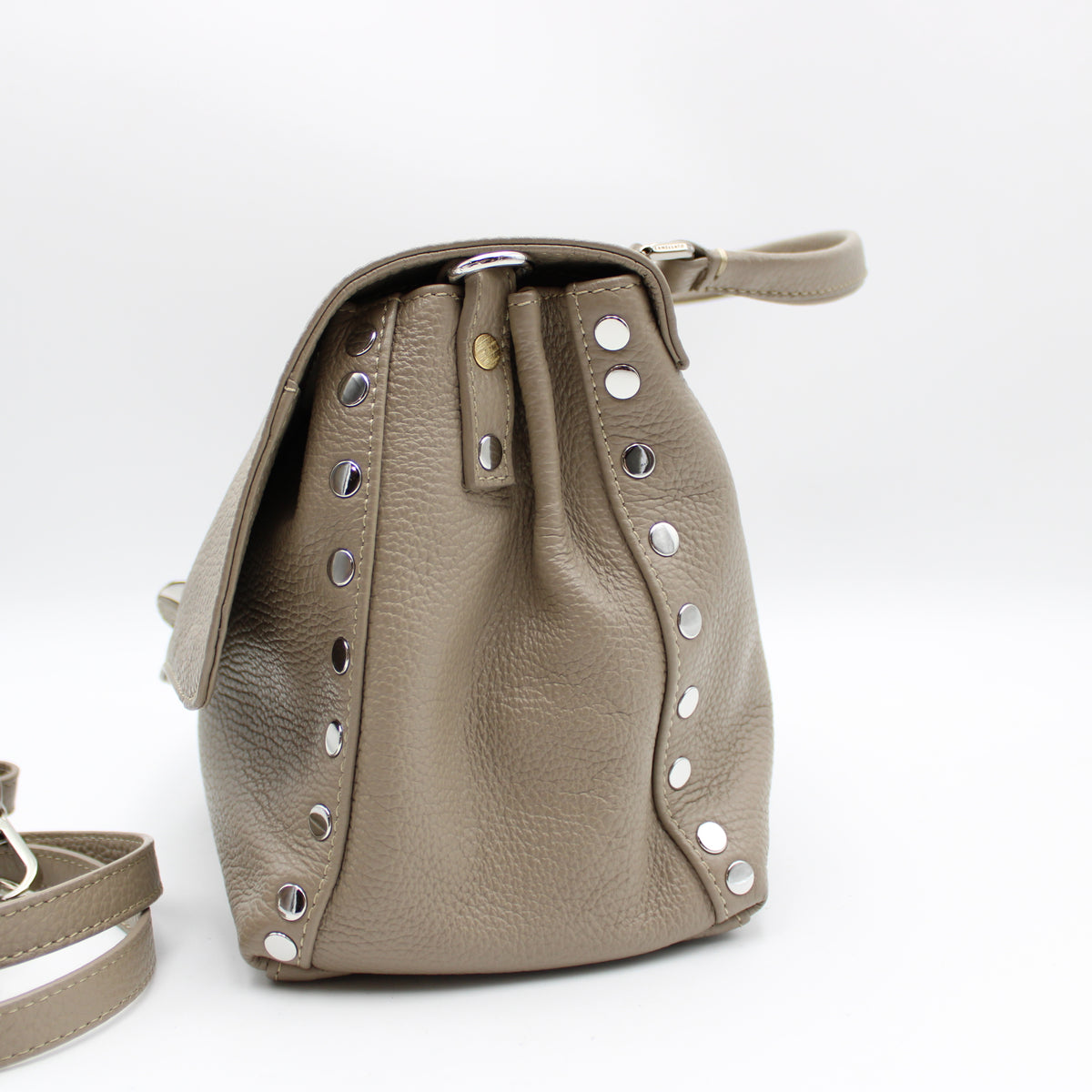 BORSA POSTINA ZANELLATO SMALL IN PELLE MARTELLATA GREY CRETA ZB129