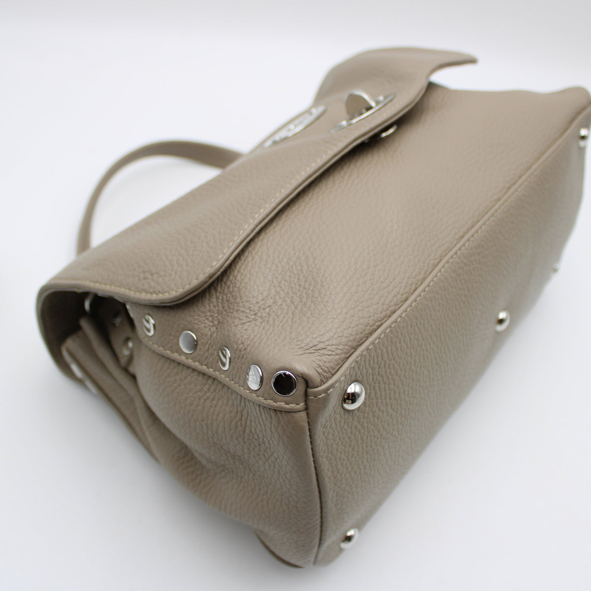 BORSA POSTINA ZANELLATO SMALL IN PELLE MARTELLATA GREY CRETA ZB129